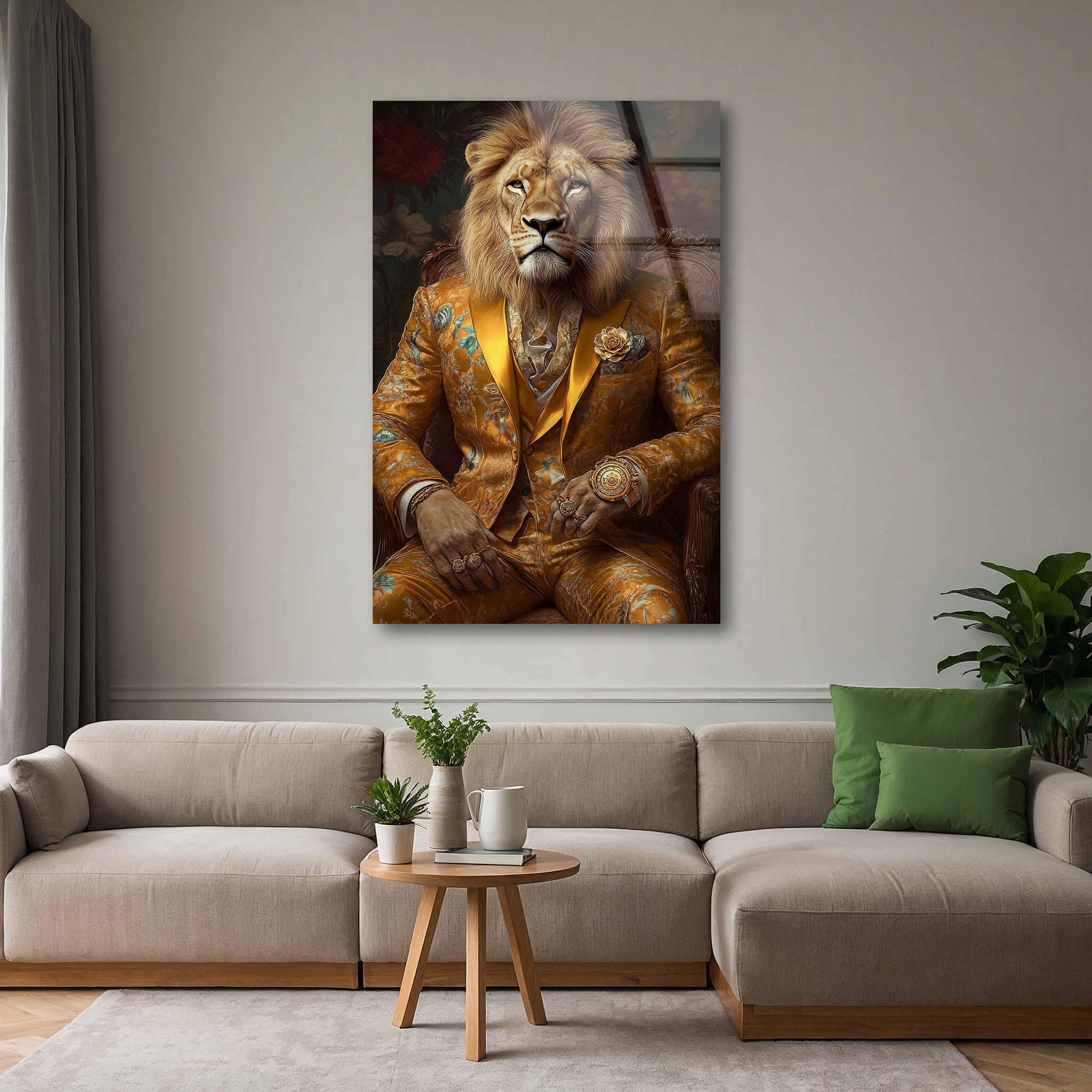 Lion in Suit | Premium HD Metal Wall Art