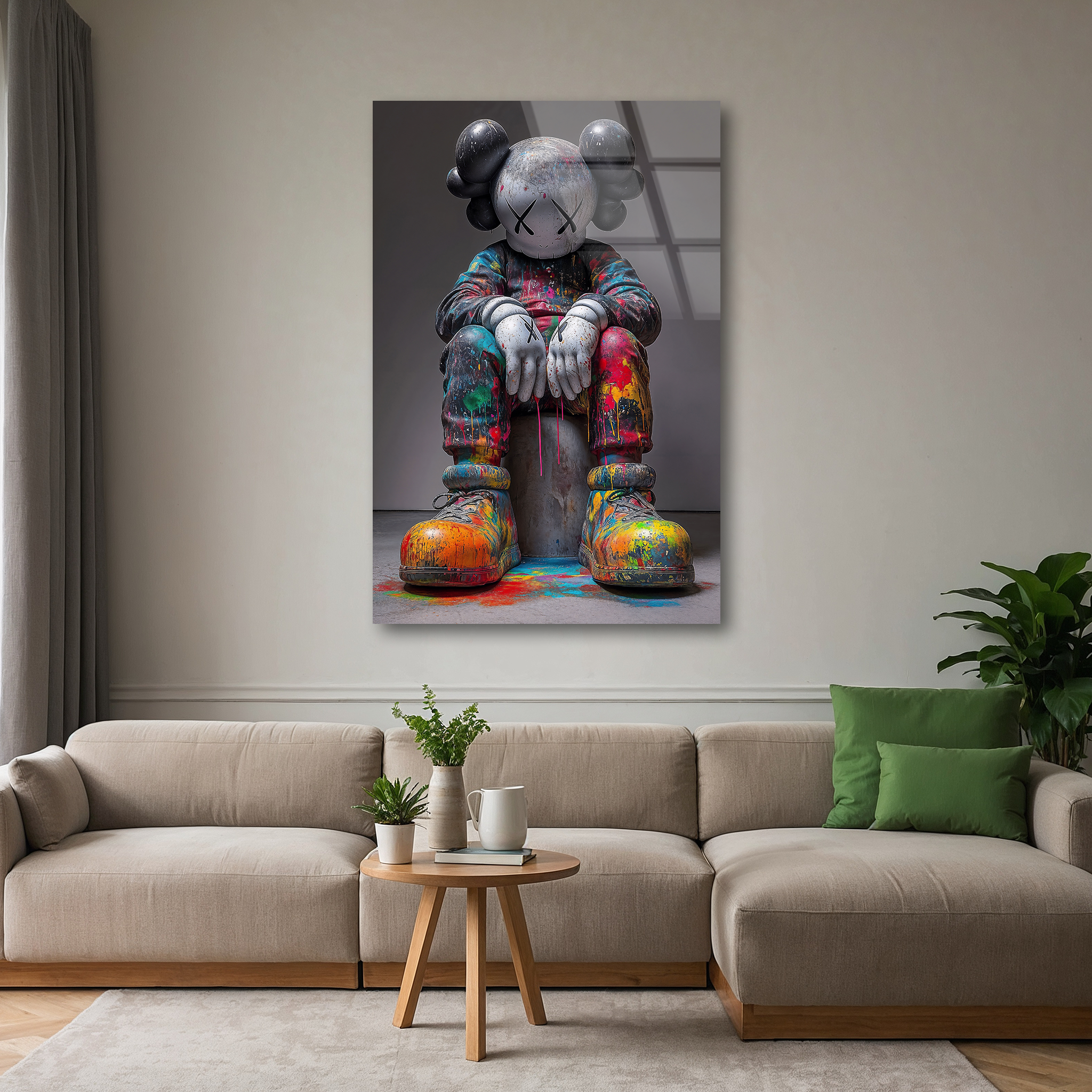 Graffiti-Style KAWS Figure | Premium HD Metal Wall Art