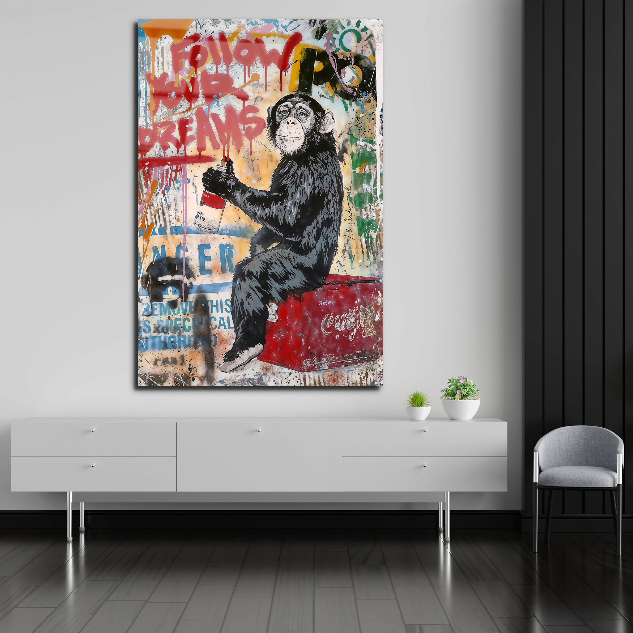 Banksy "Follow Your Dreams" Monkey | Premium HD Metal Wall Art