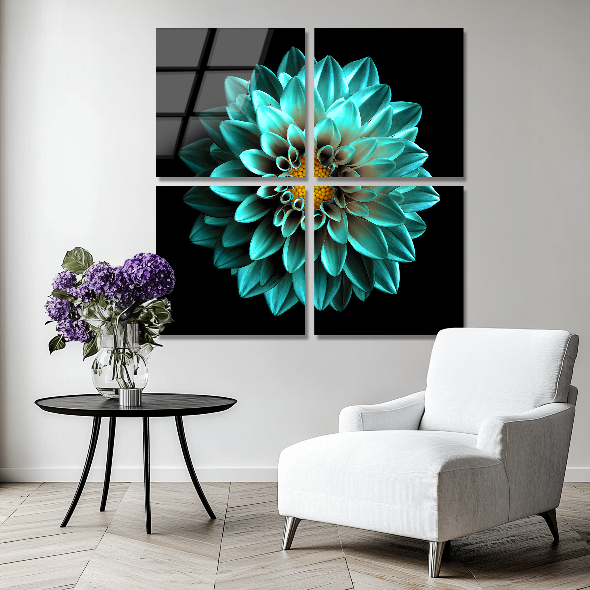 Mega Size Green Chrysanthemum Quatro | Premium HD Metal Wall Art