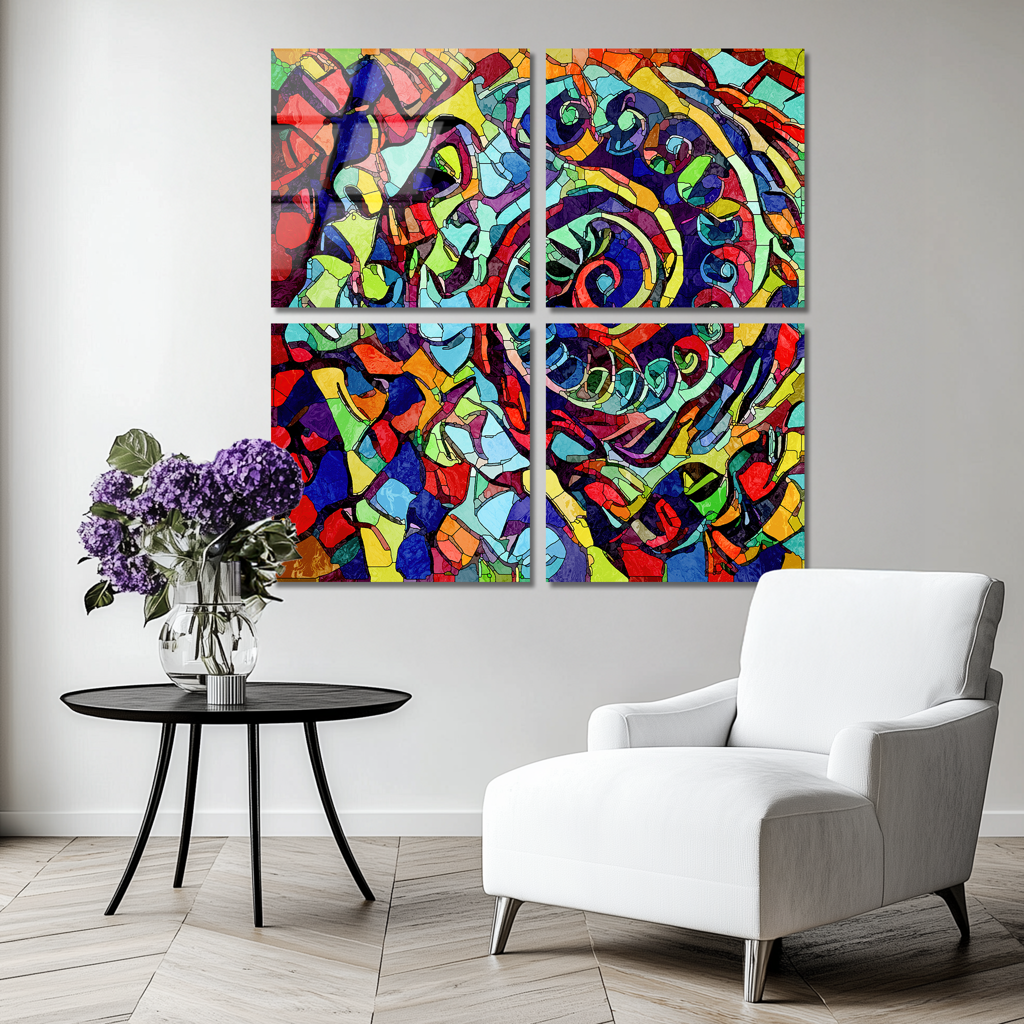 Mega Size Colorful Spiral Quatro | Premium HD Metal Wall Art
