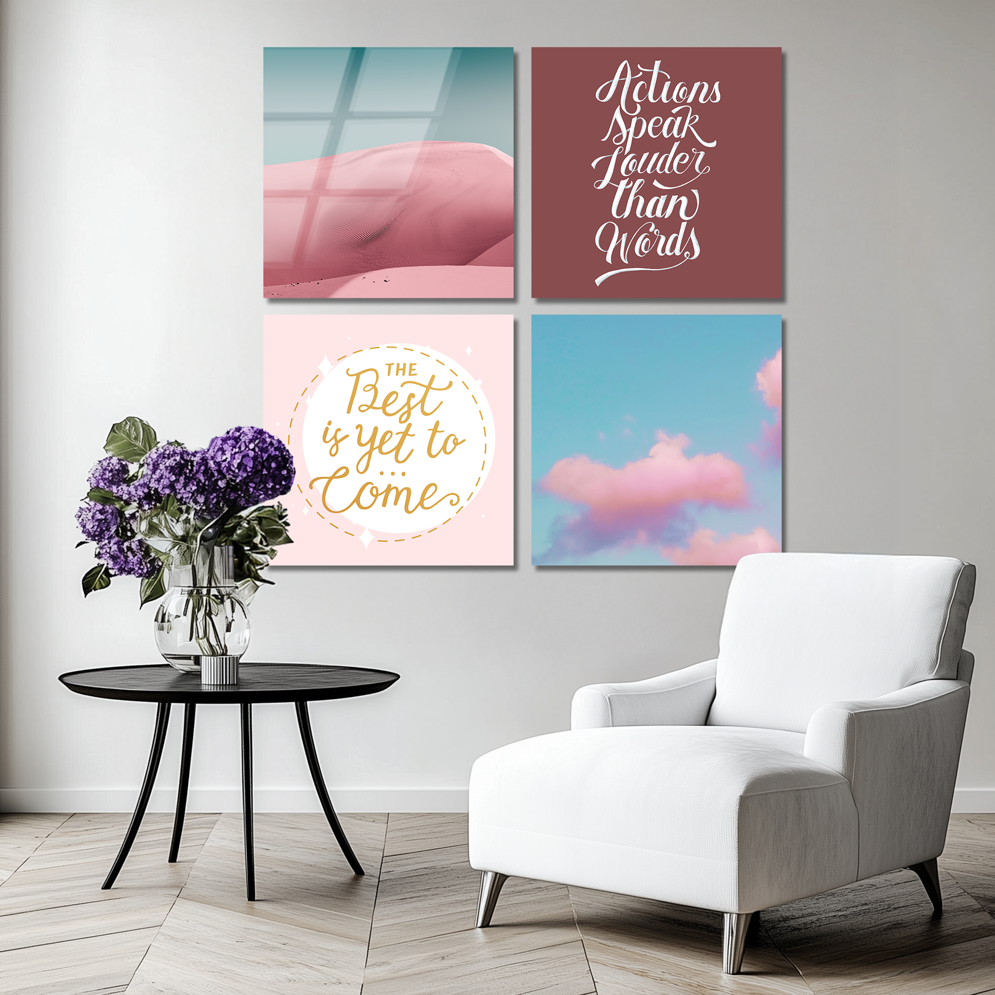 Mega Size Blush Desert Quatro | Premium HD Metal Wall Art