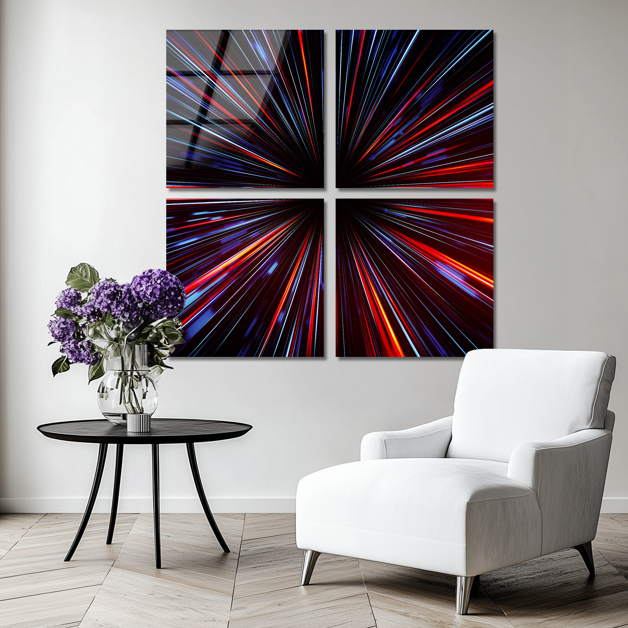 Mega Size Futuristic Data Flow Quatro | Premium HD Metal Wall Art