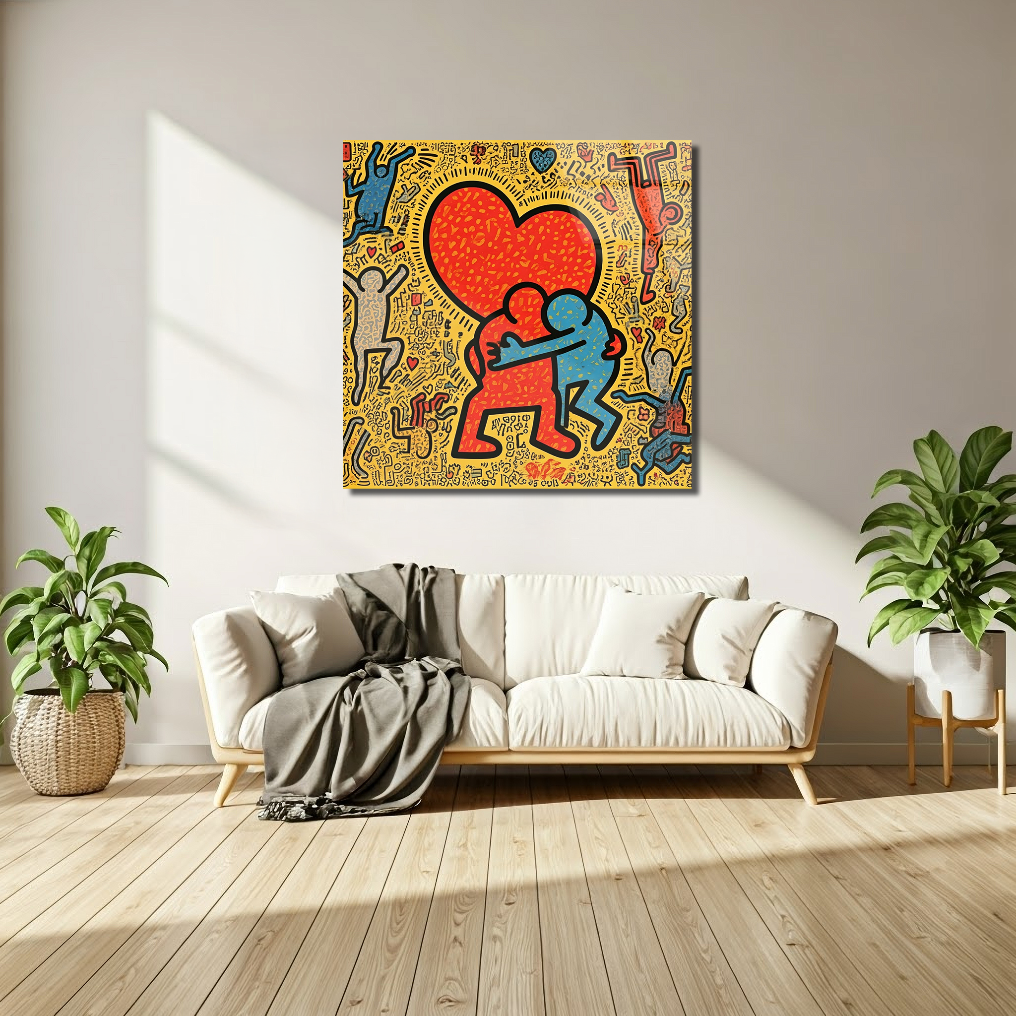 Love Image in the Keith Haring Art Style | Premium HD Metal Wall Art