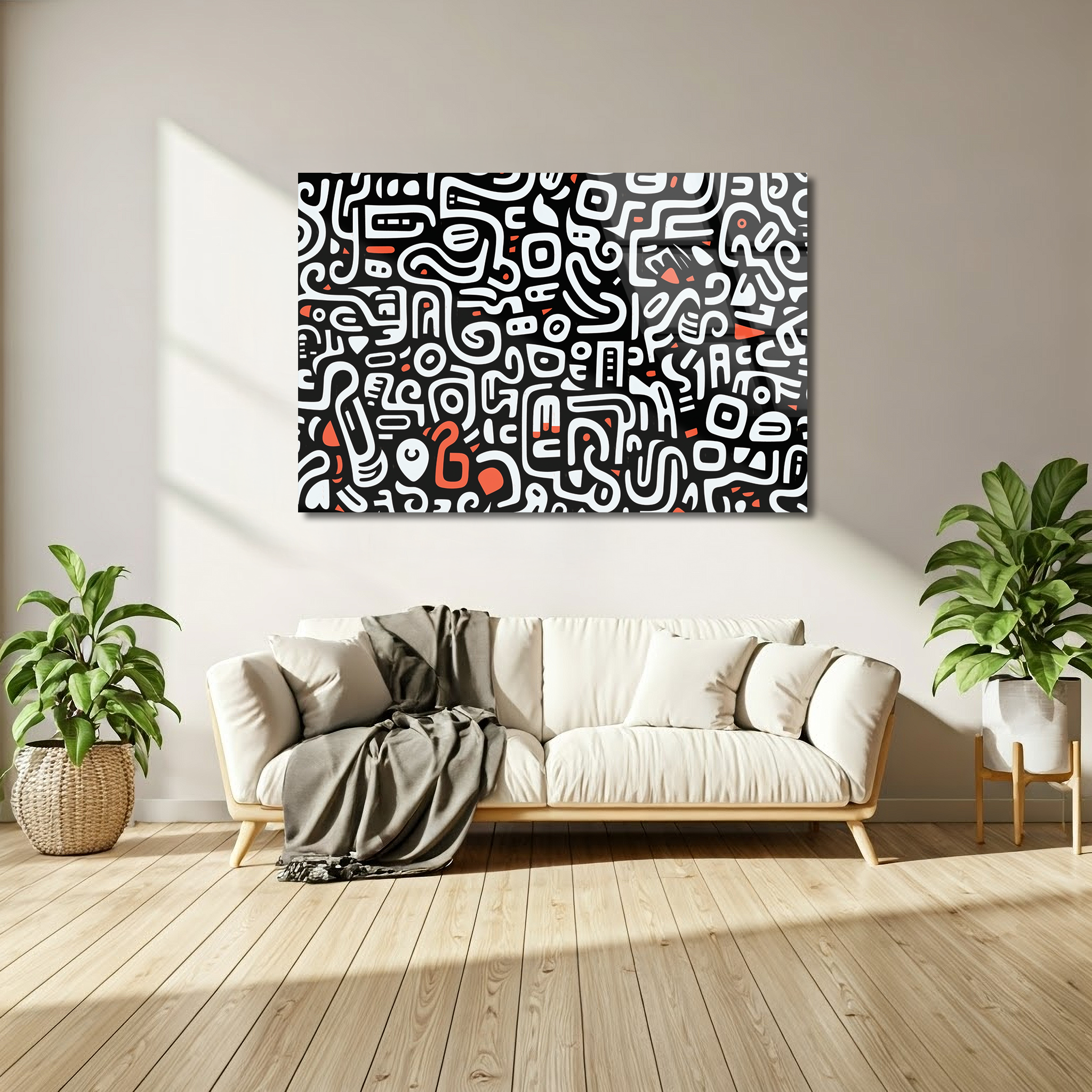 Keith Haring’s Black & White Abstract Pattern | Premium HD Metal Wall Art