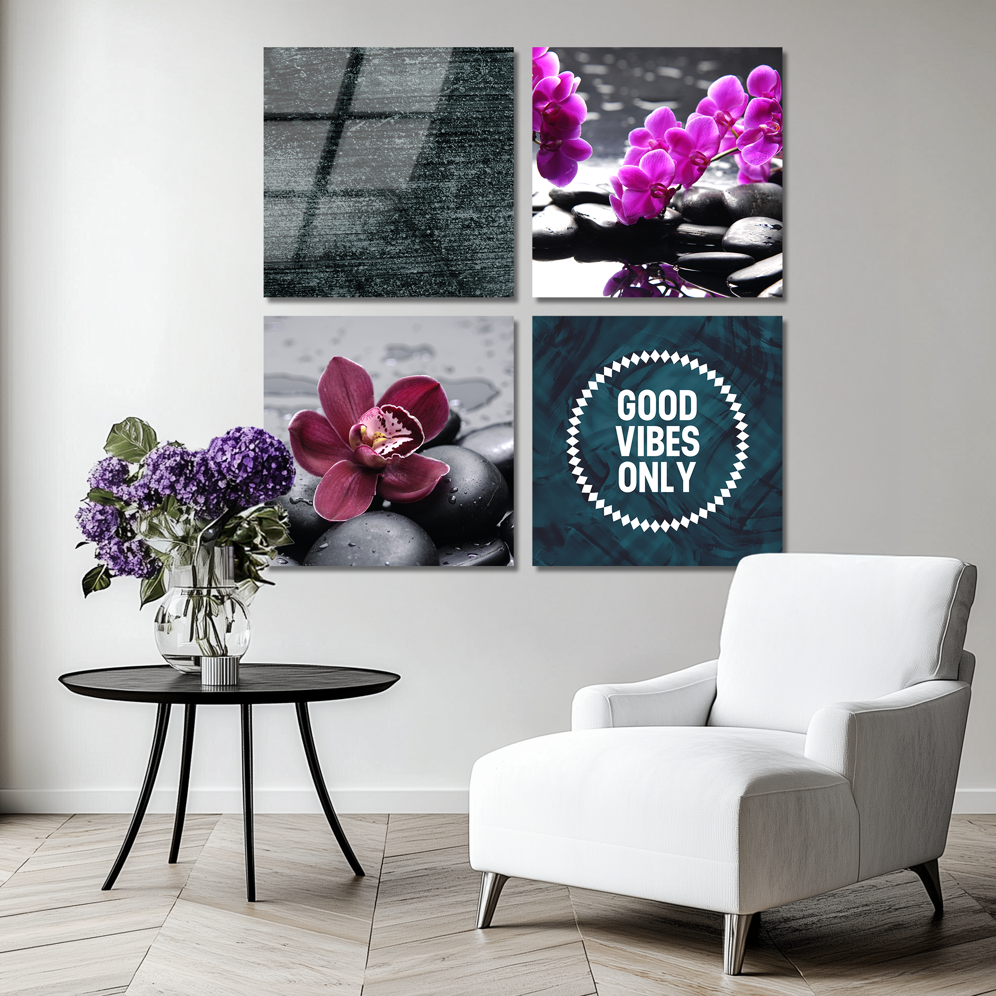 Mega Size Orchids Quatro | Premium HD Metal Wall Art