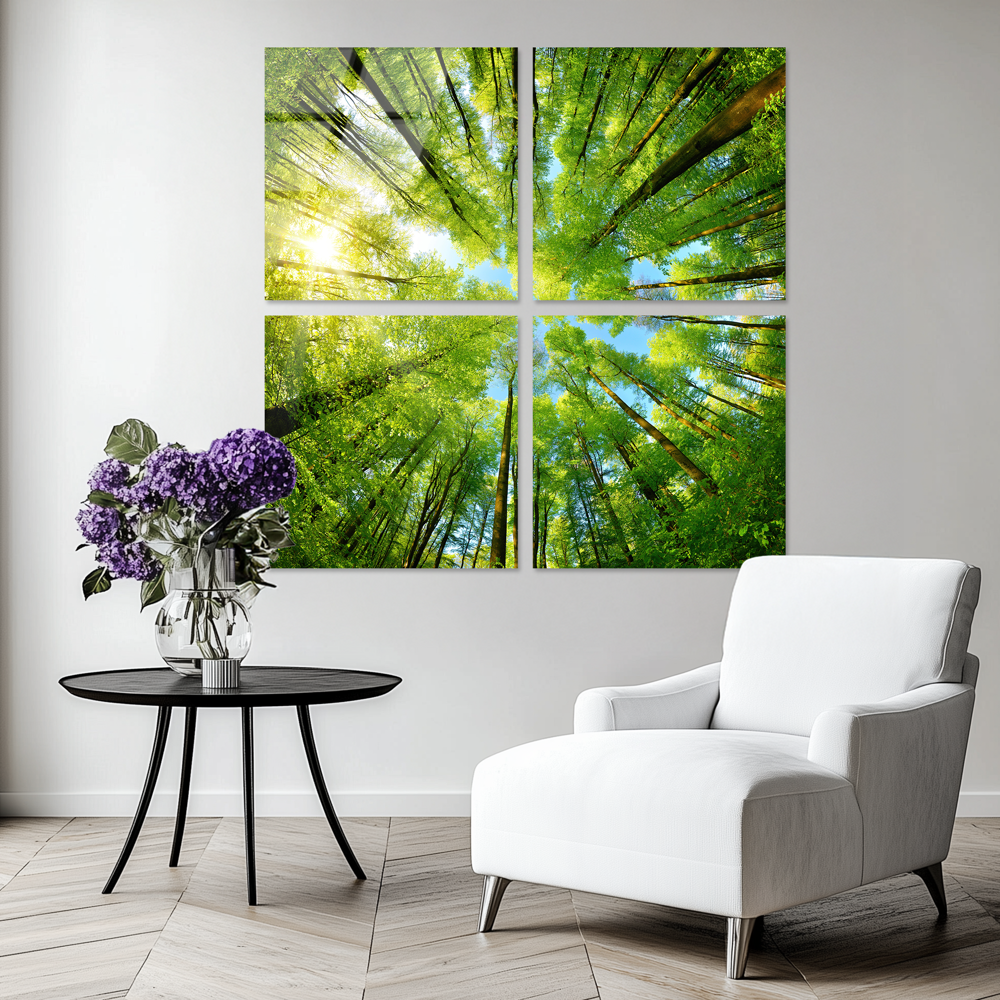 Mega Size Green Trees Quatro | Premium HD Metal Wall Art