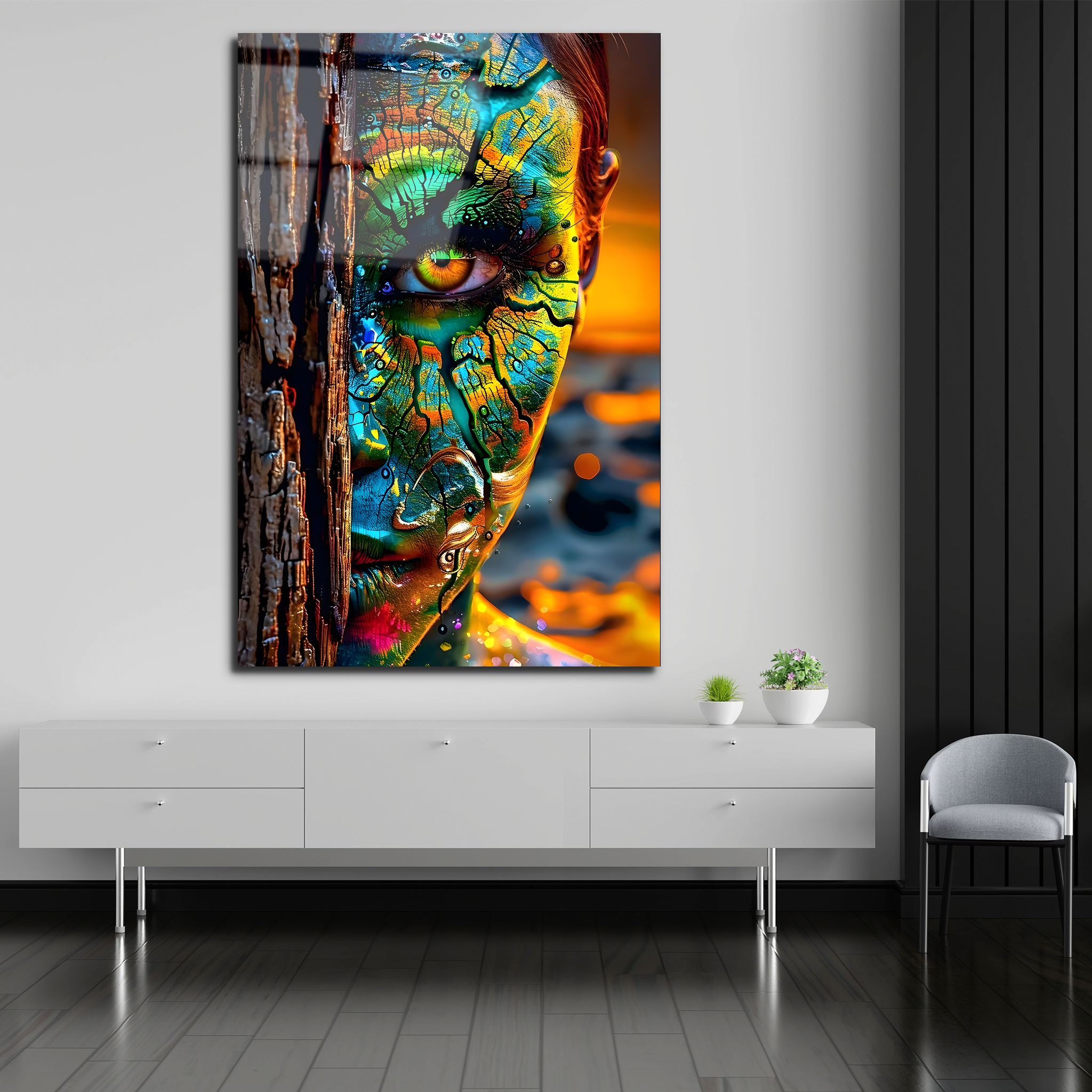 Fragmented Face Art | Premium HD Metal Wall Art