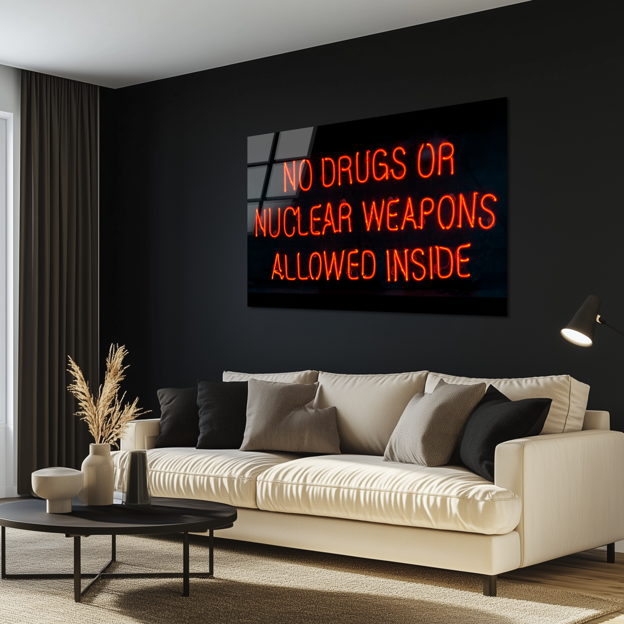 No Drugs or Nuclear Weapons Allowed Inside | Premium HD Metal Wall Art