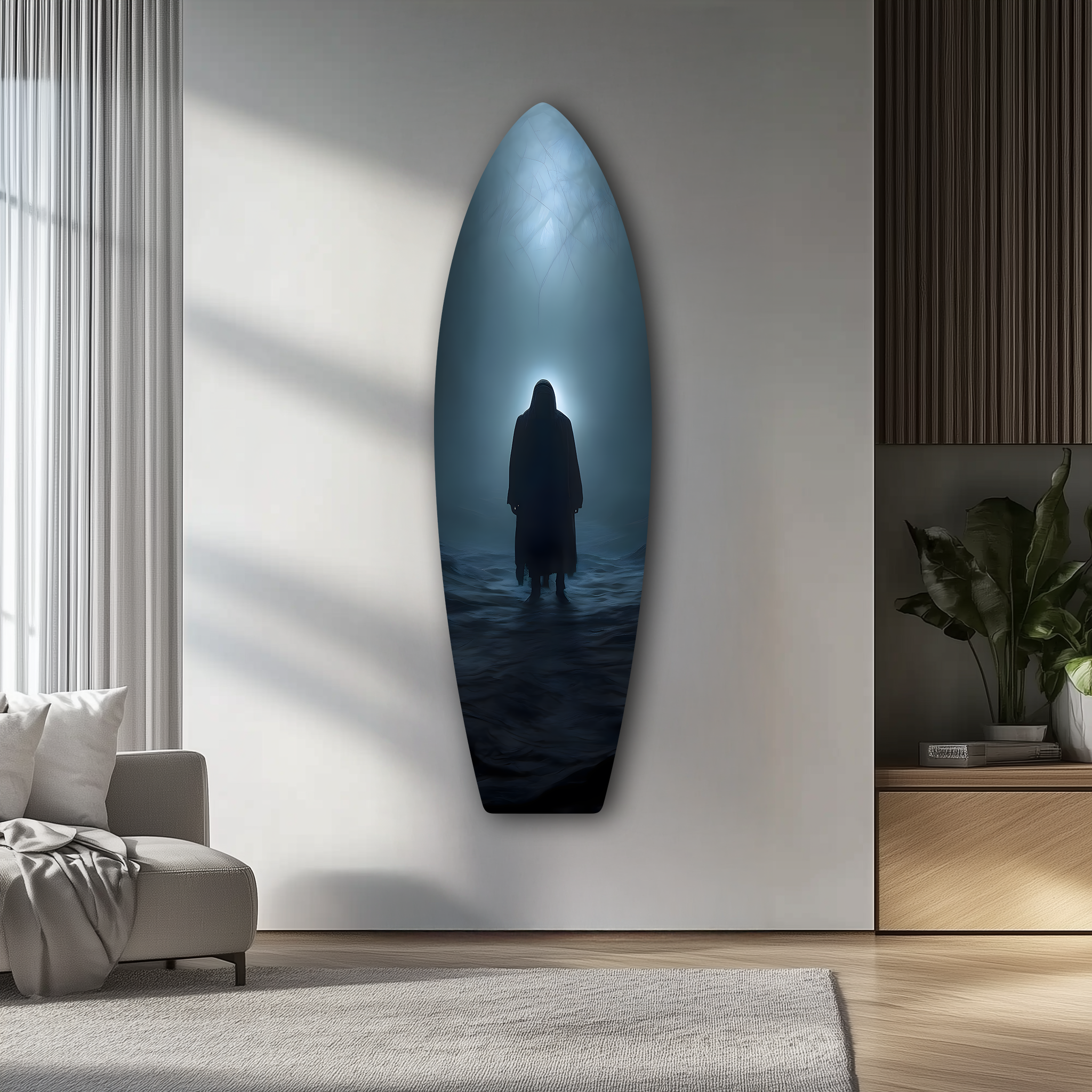 The Shadow Walker Surfboard | Premium HD Metal Wall Art