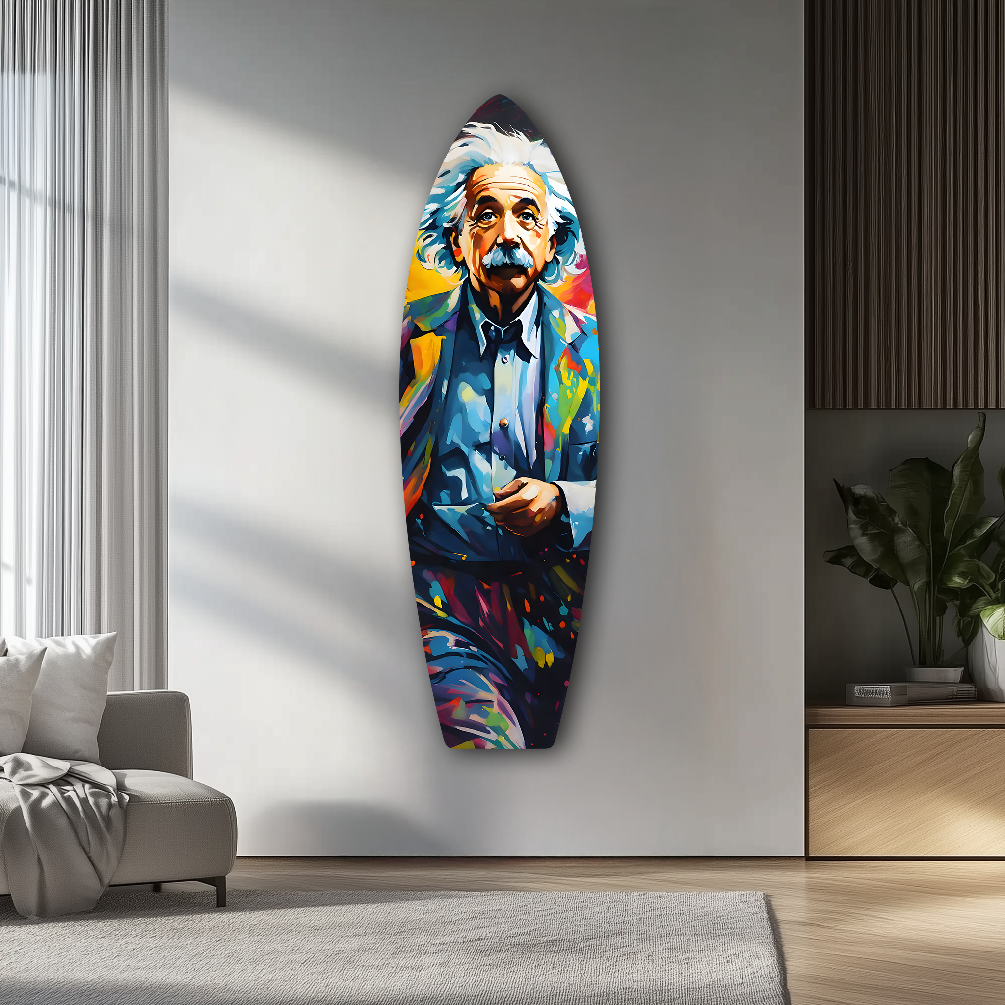 Einstein Surfboard | Premium HD Metal Wall Art