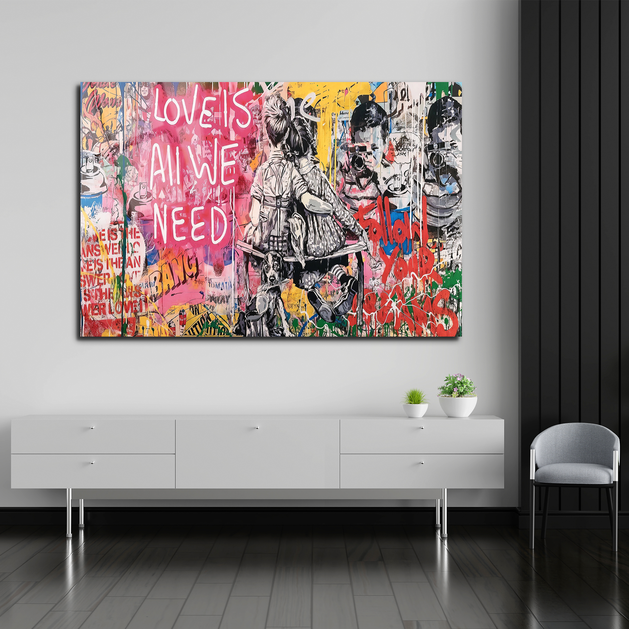 Banksy "Love Is All We Need" | Premium HD Metal Wall Art - DezignArt