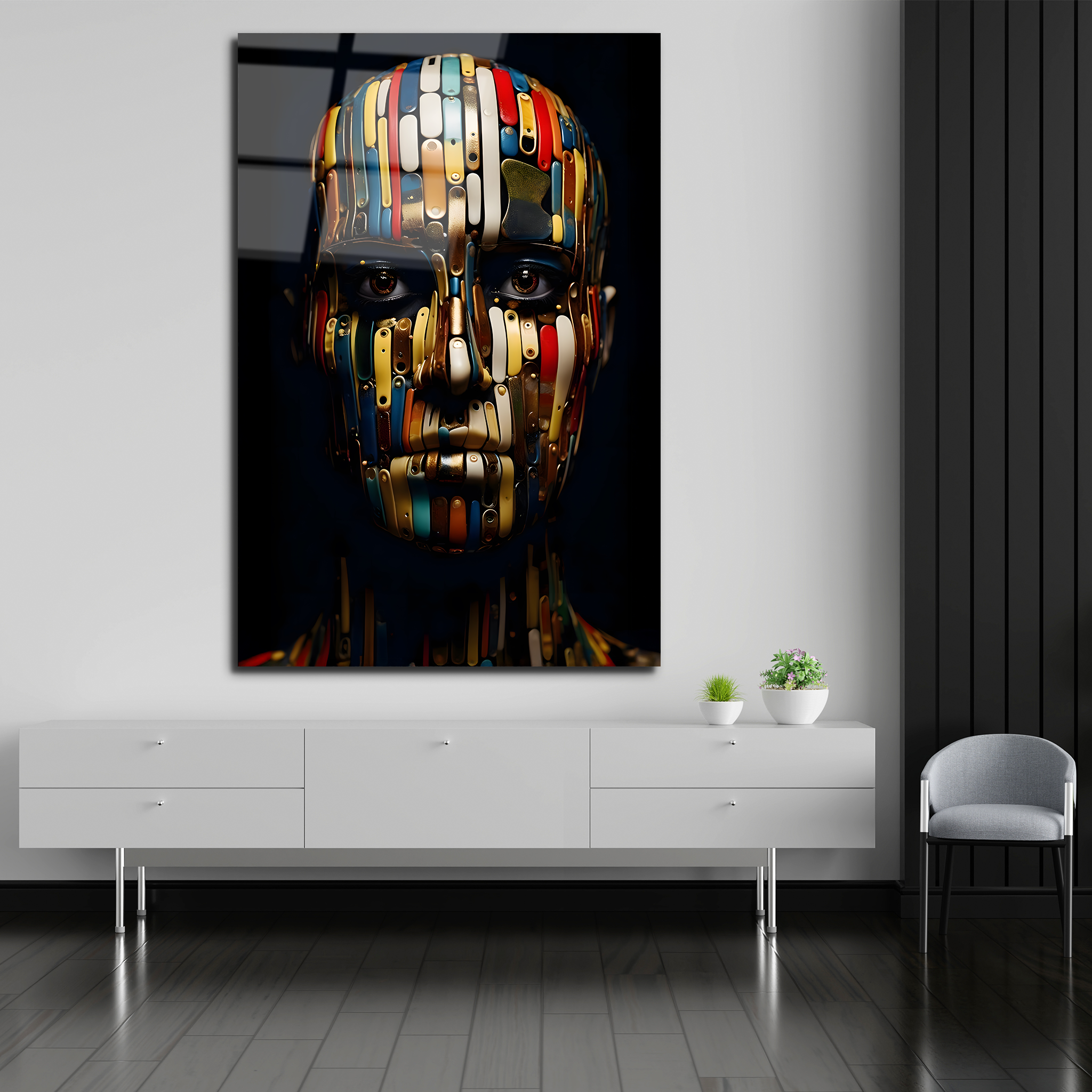 Colorful Abstract Face Art | Premium HD Metal Wall Art