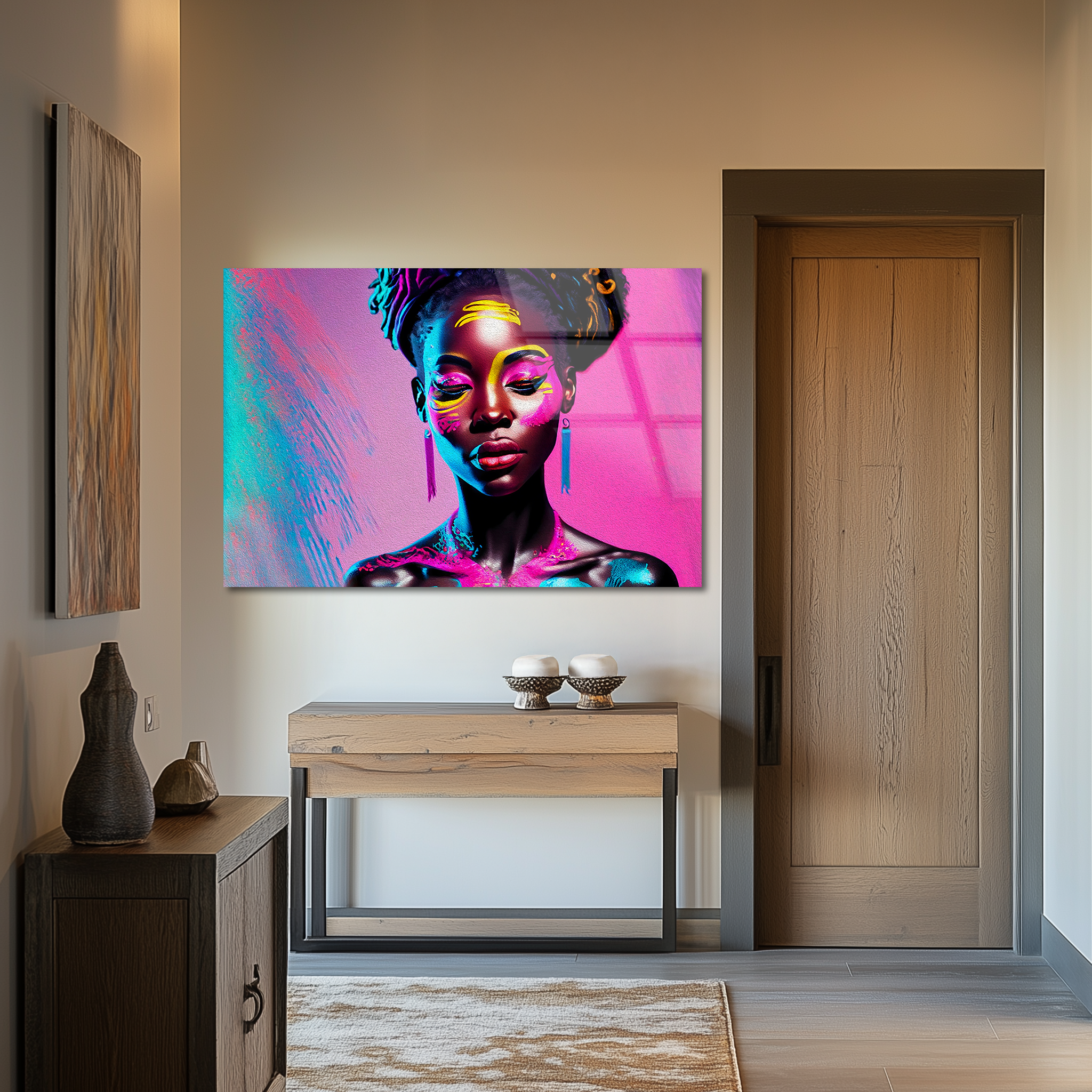 Neon Glow Portrait | Premium HD Metal Wall Art