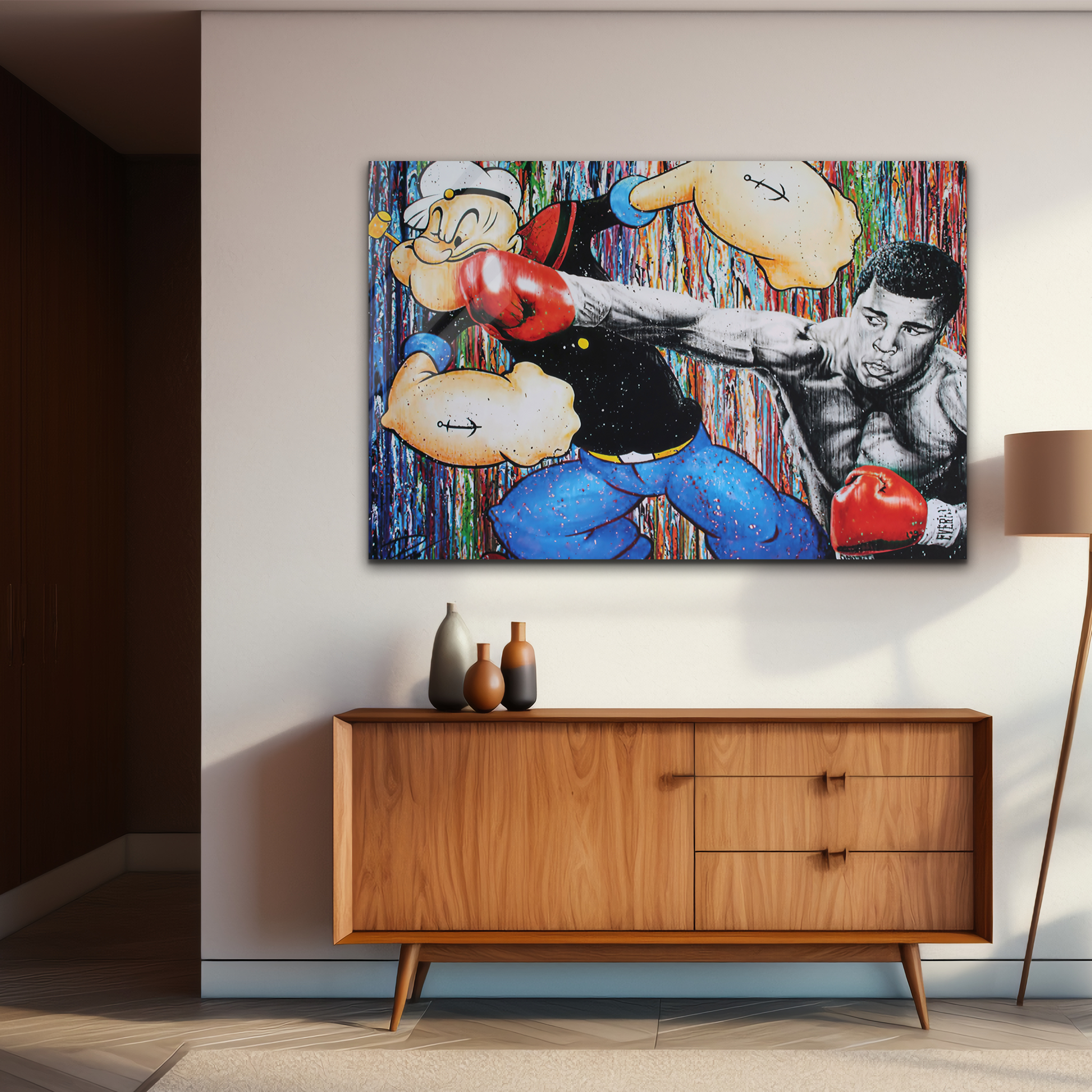Popeye vs. Muhammad Ali | Premium HD Metal Wall Art - DezignArt