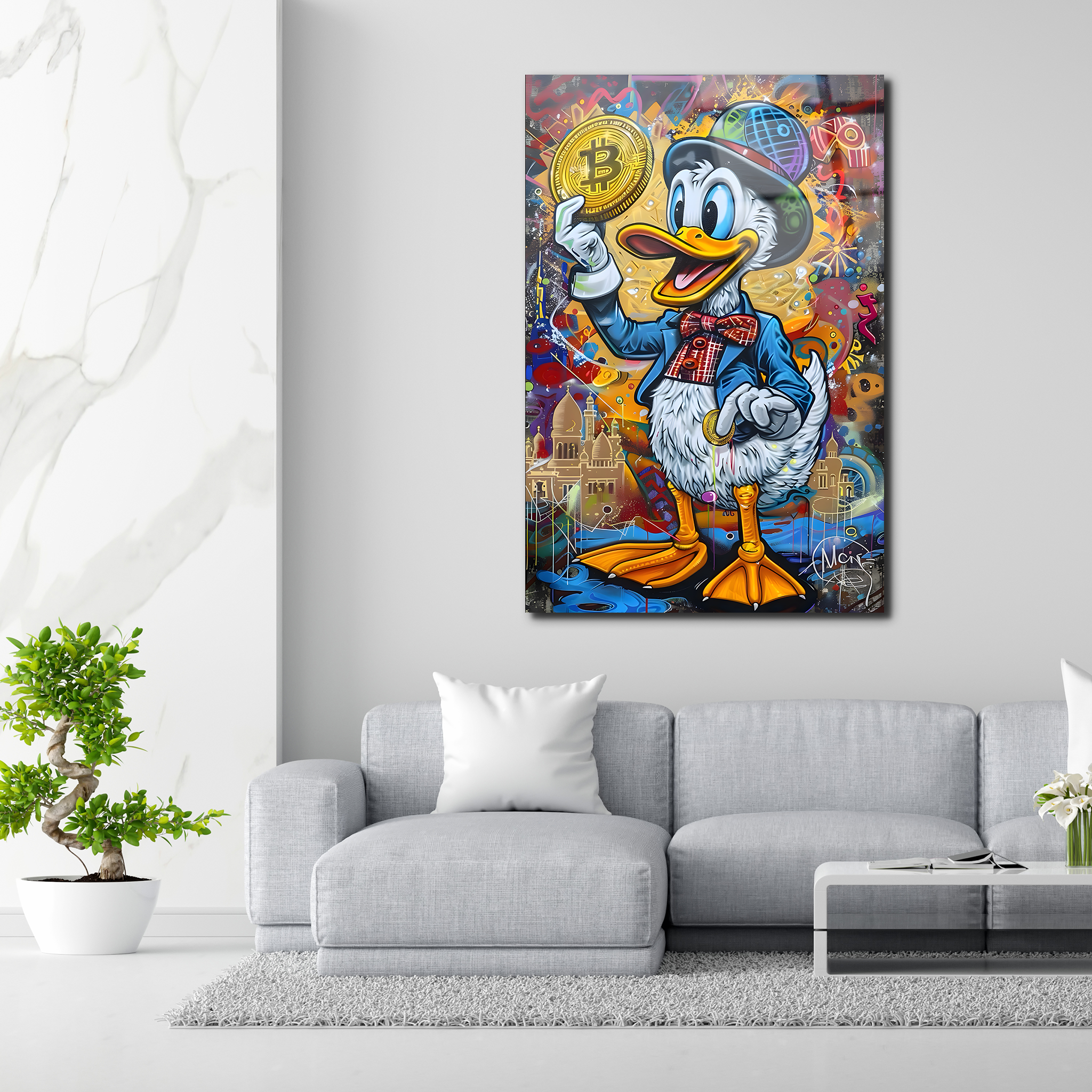 Donald Duck: Bitcoin - The Future of Finance | Premium HD Metal Wall Art
