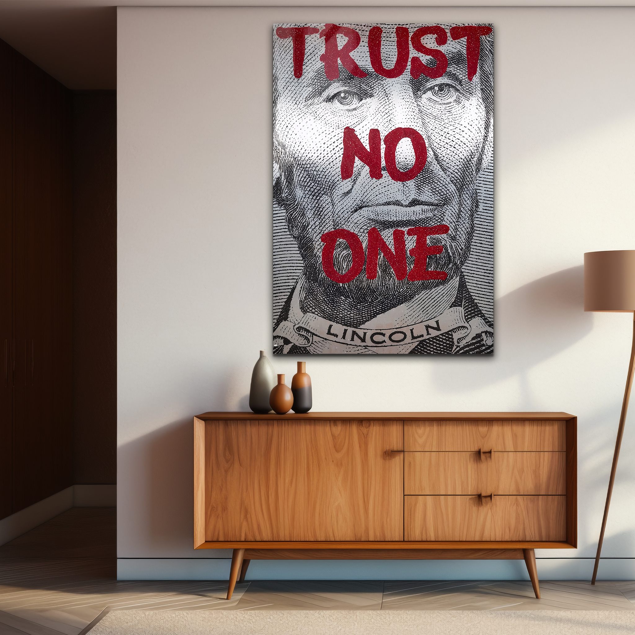 Abraham Lincoln Trust No One Painting | Premium HD Metal Wall Art