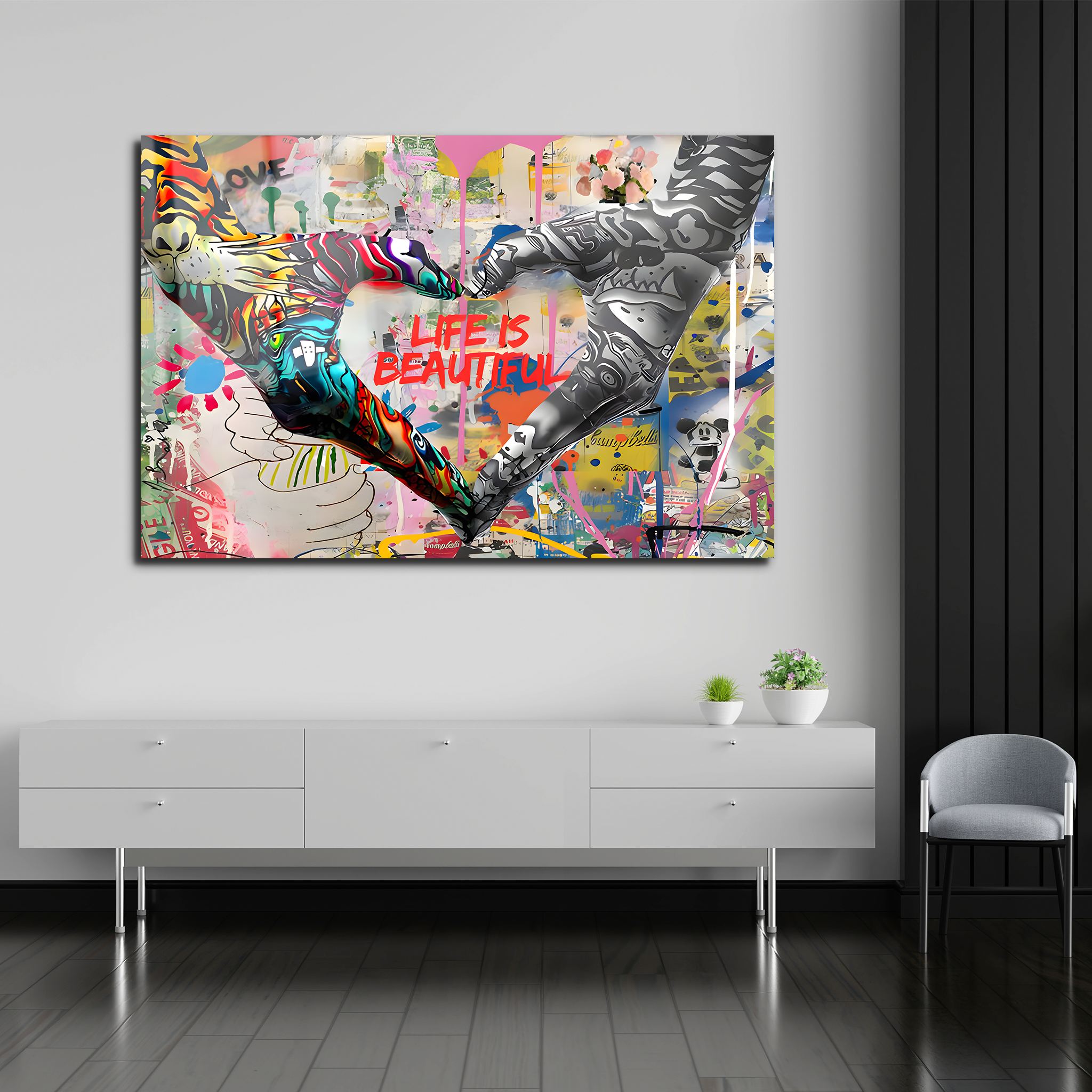 Banksy Couple Canvas Wall Art | Premium HD Metal Wall Art - DezignArt