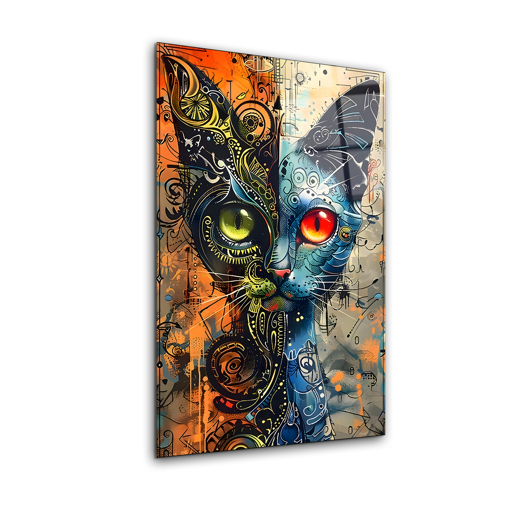 Abstract Cat Art | Premium HD Metal Wall Art