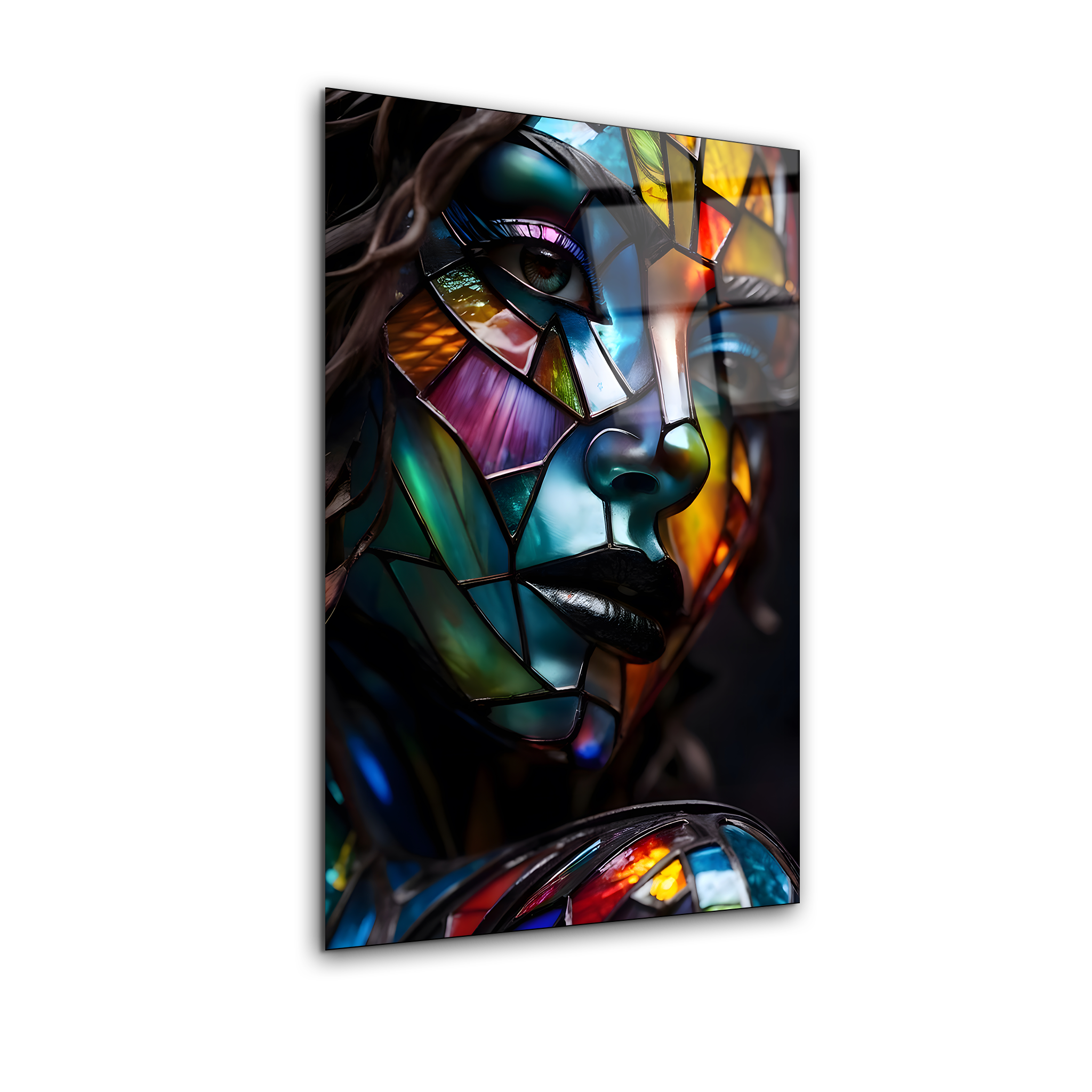 Woman in Stained Glass | Premium HD Metal Wall Art