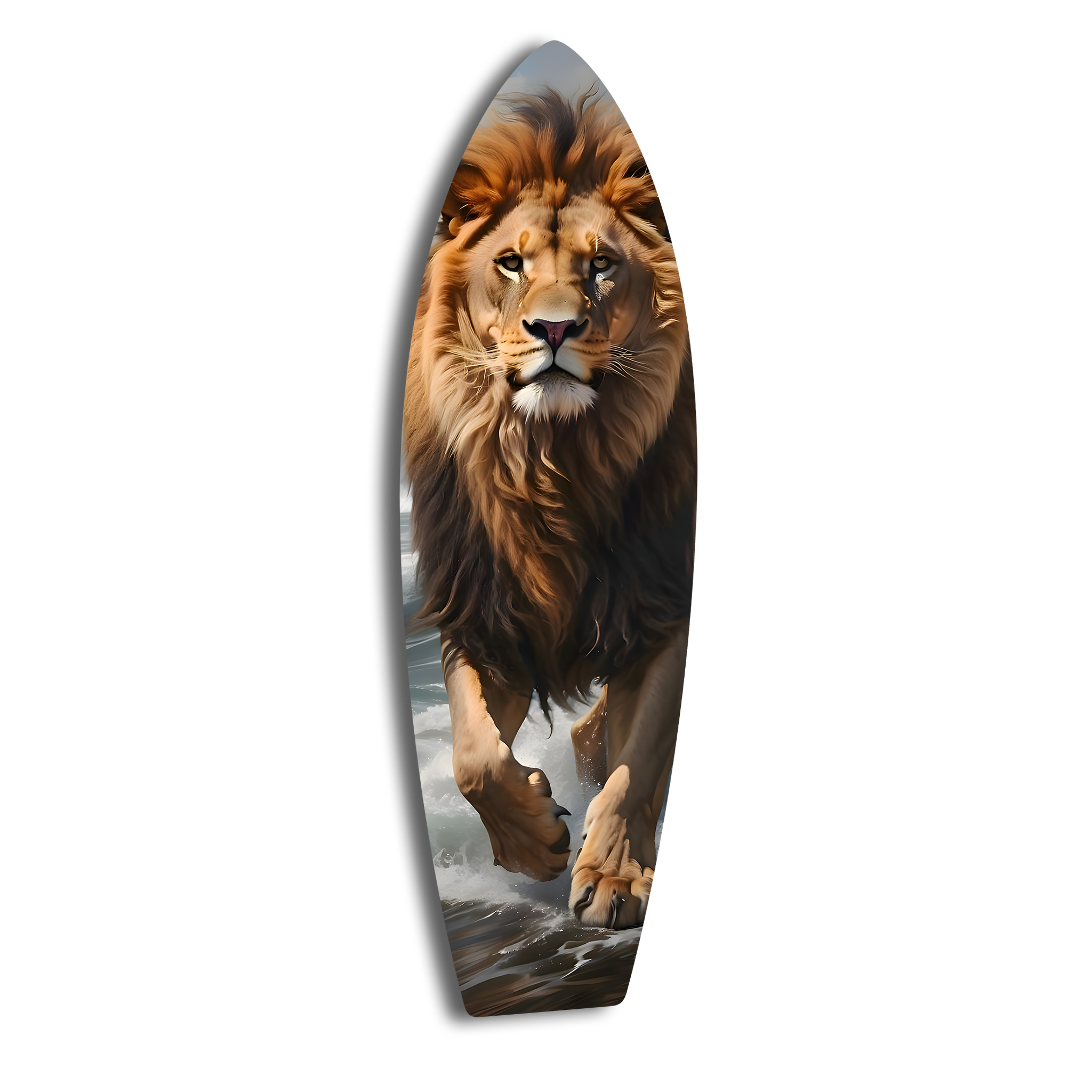 Lion Surfboard | Premium HD Metal Wall Art