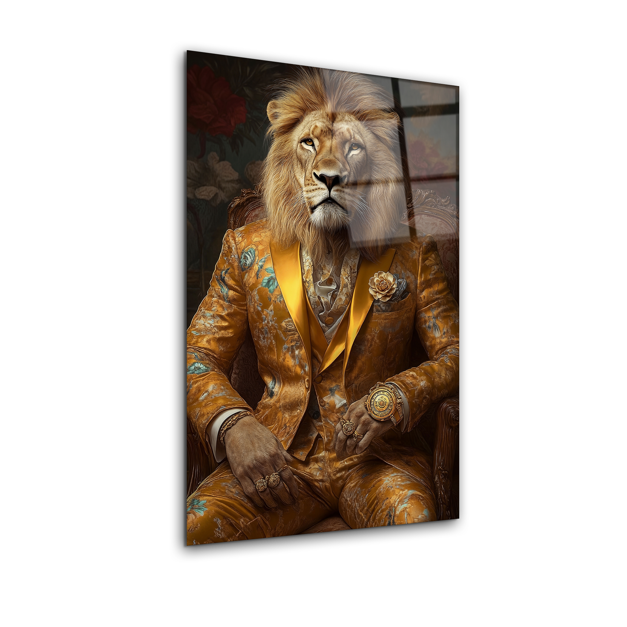 Lion in Suit | Premium HD Metal Wall Art