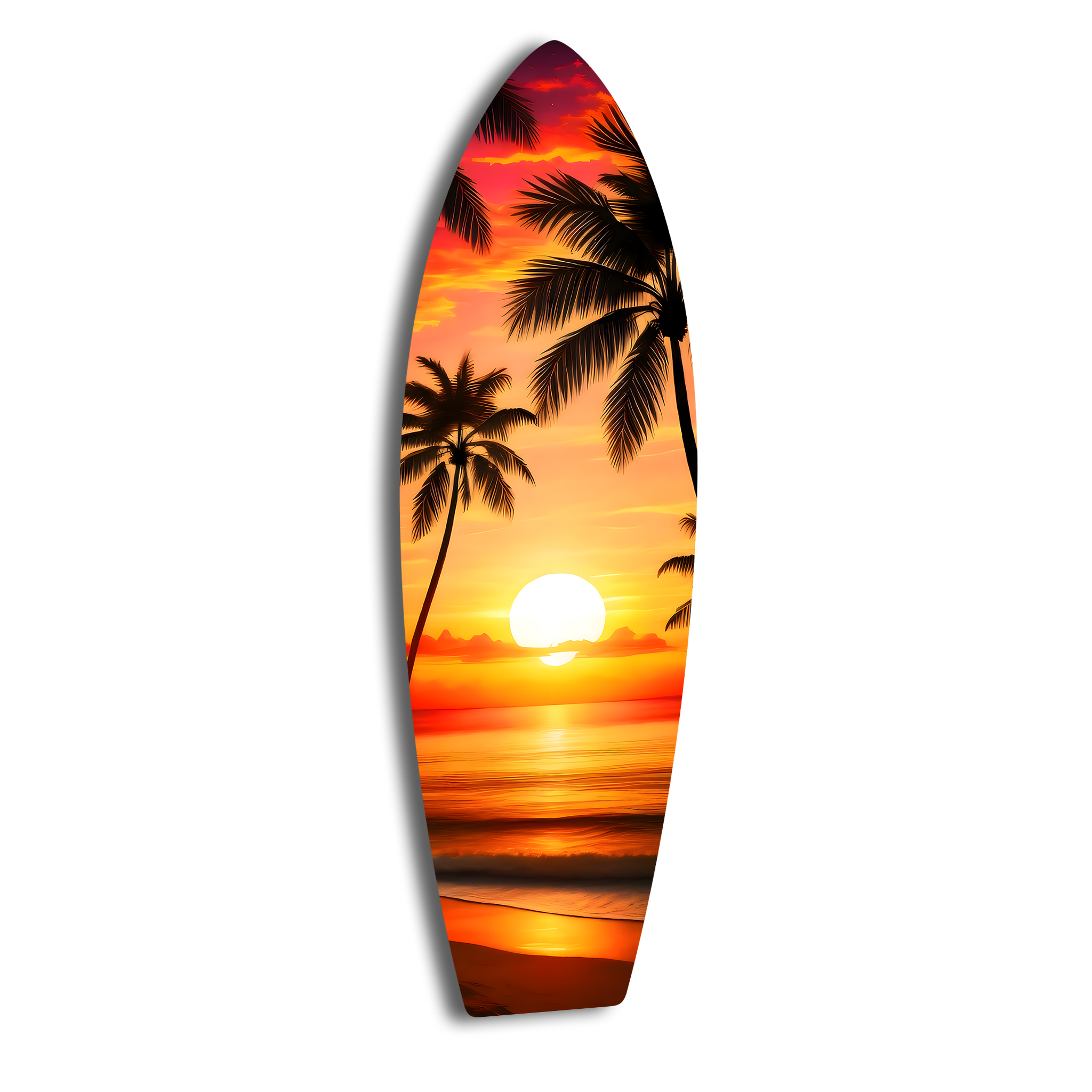Beach Sunset Surfboard | Premium HD Metal Wall Art