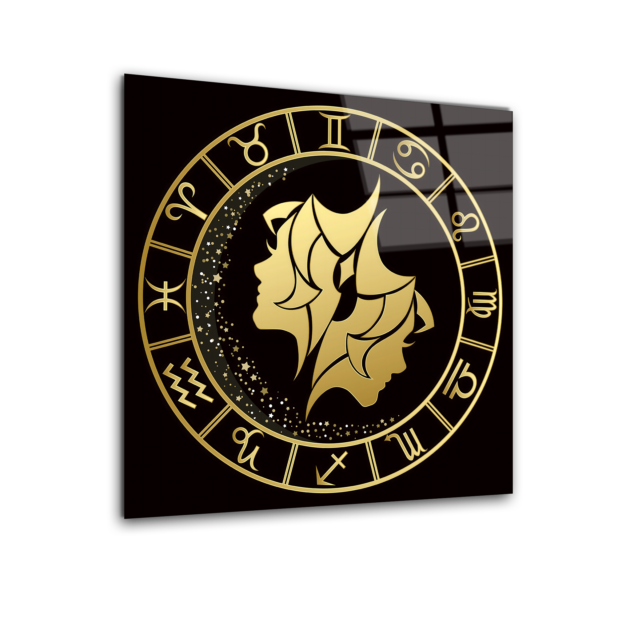 Gemini Black & Gold | Premium HD Metal Wall Art