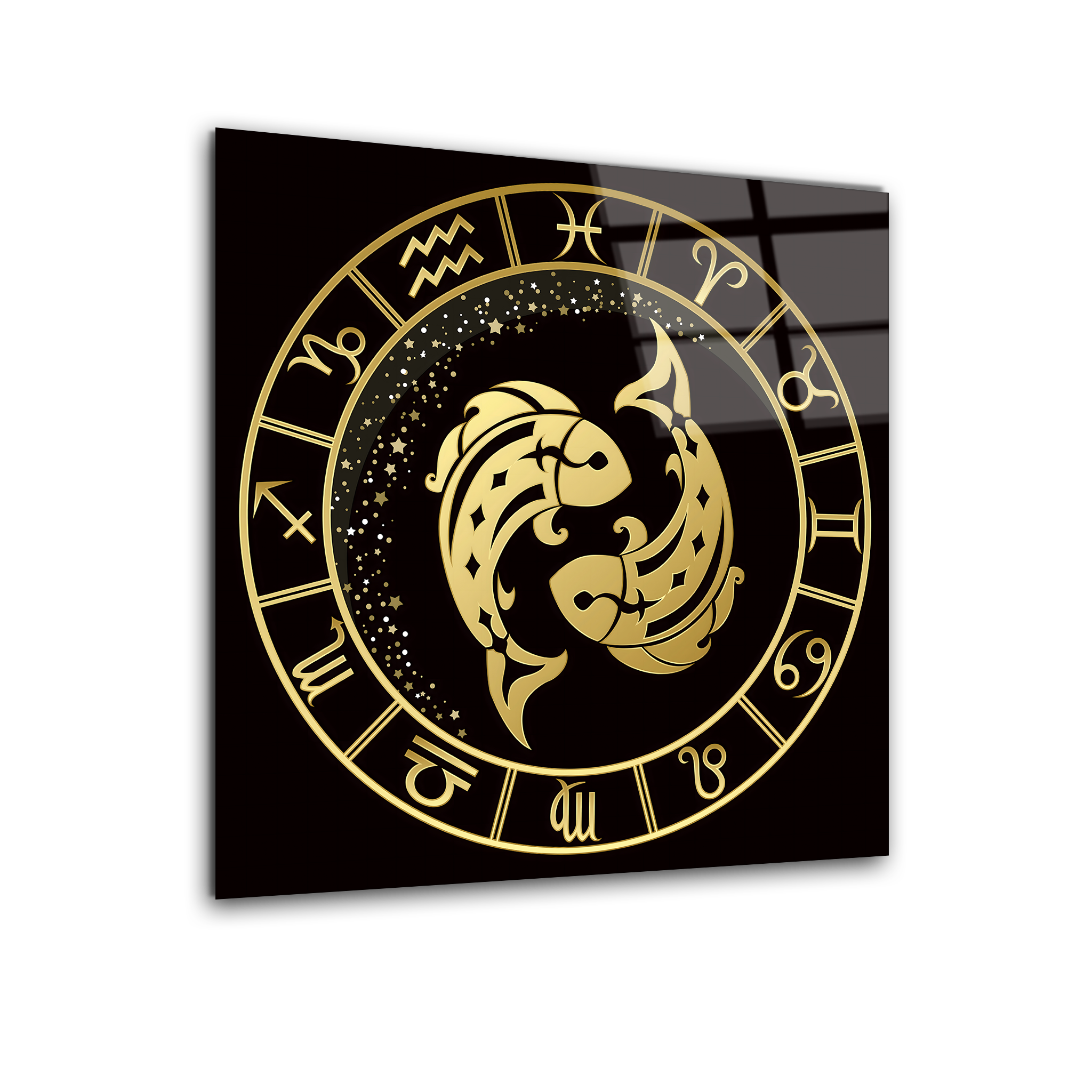 Pisces Black & Gold | Premium HD Metal Wall Art