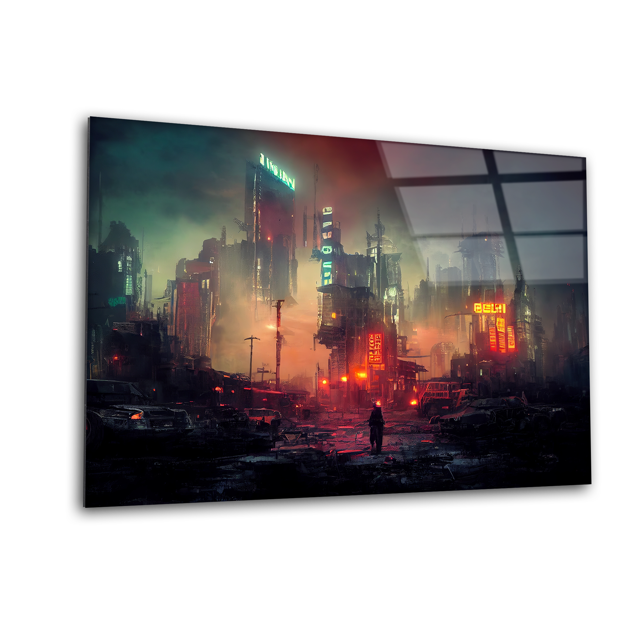 Cyberpunk Cityscape | Premium HD Metal Wall Art