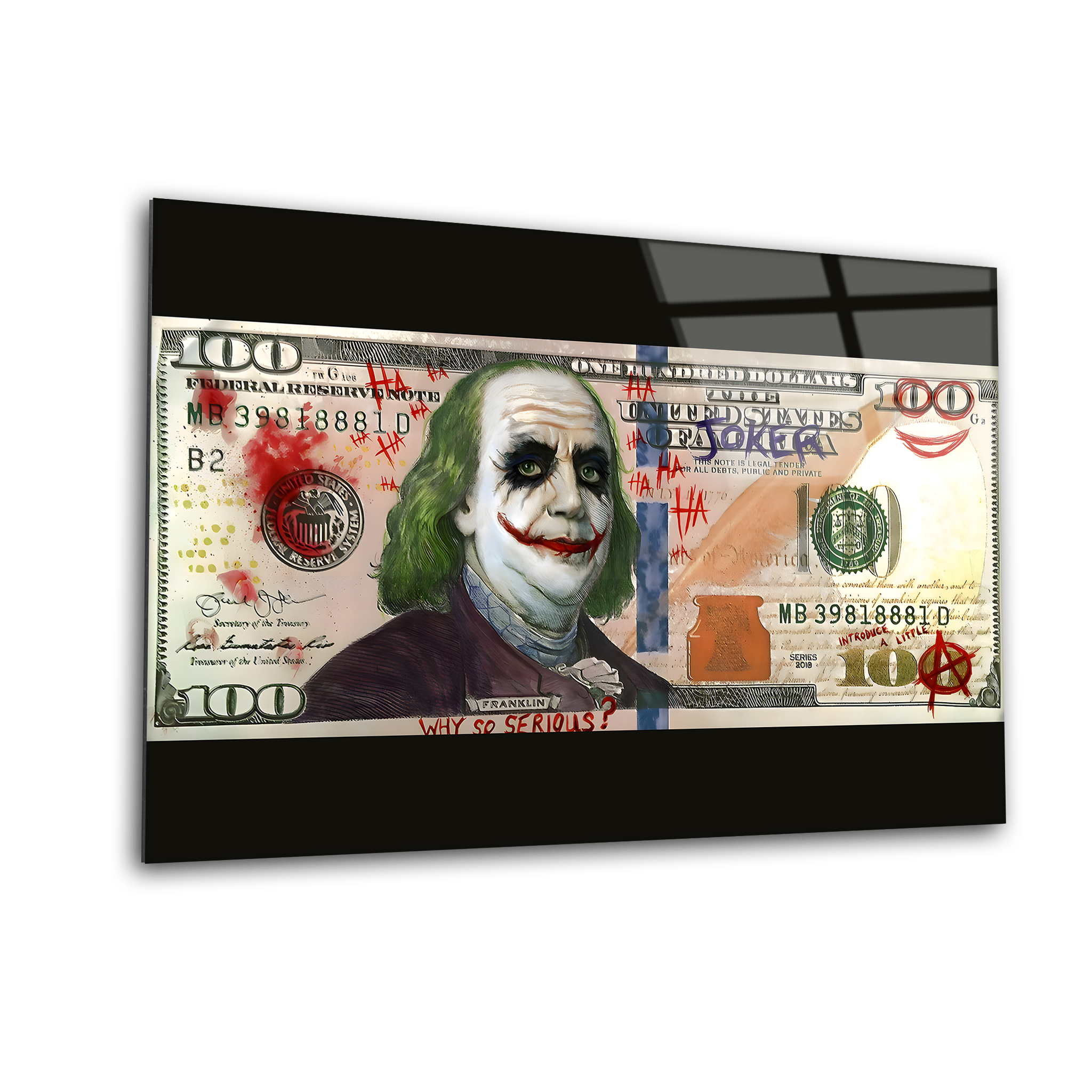 100 Dollar Joker Bill | Premium HD Metal Wall Art - DezignArt