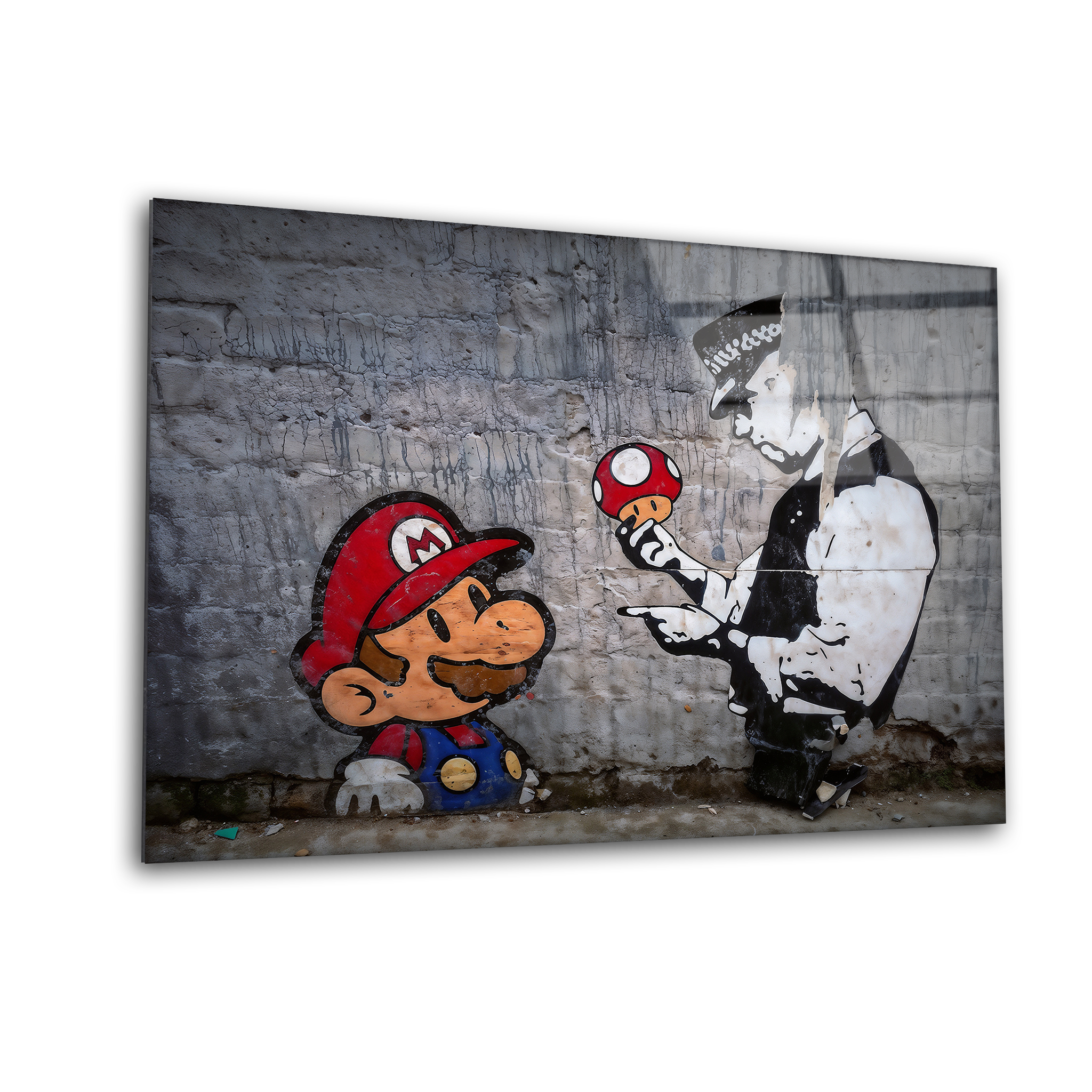 Banksy "Mario with a Policeman" | Premium HD Metal Wall Art - DezignArt