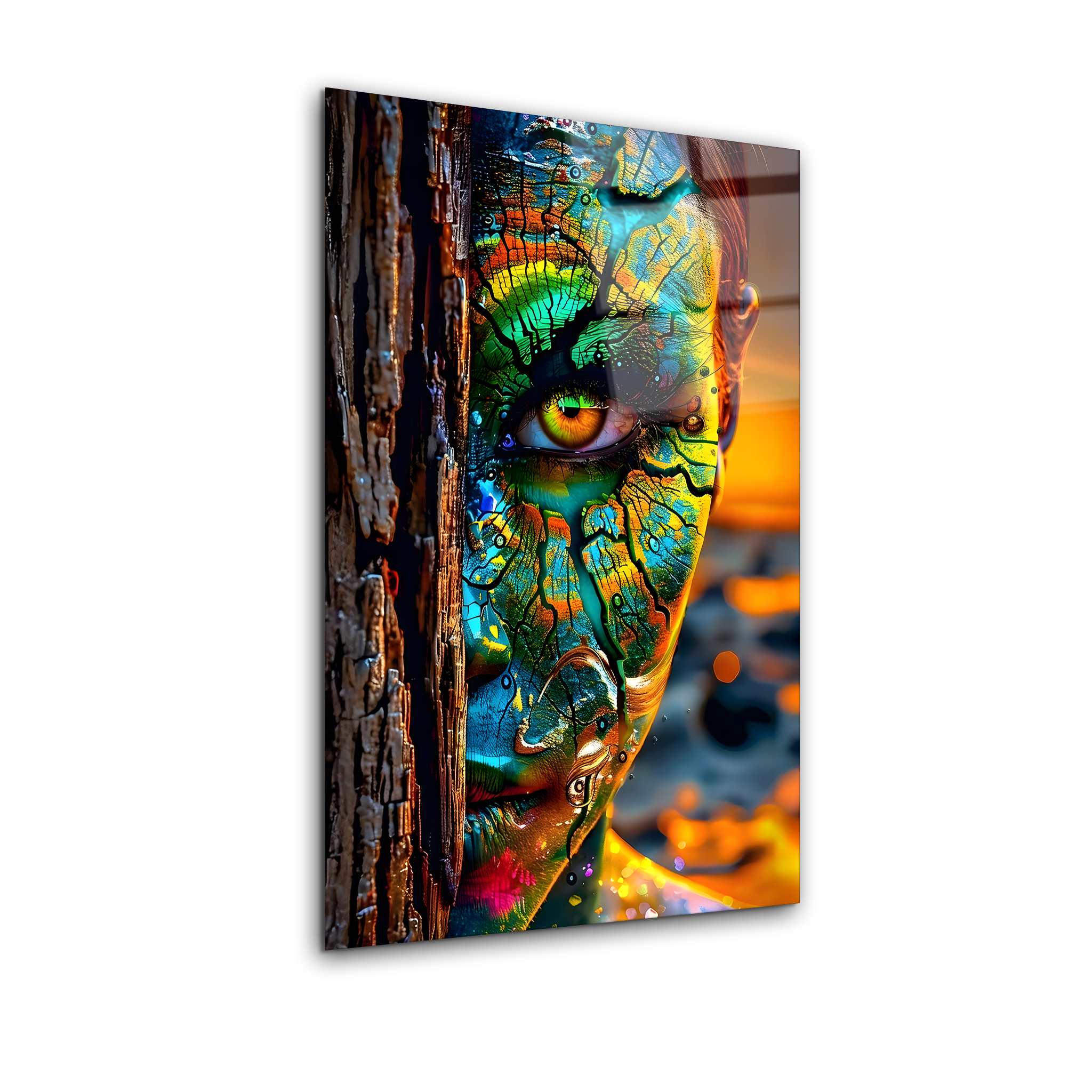 Fragmented Face Art | Premium HD Metal Wall Art