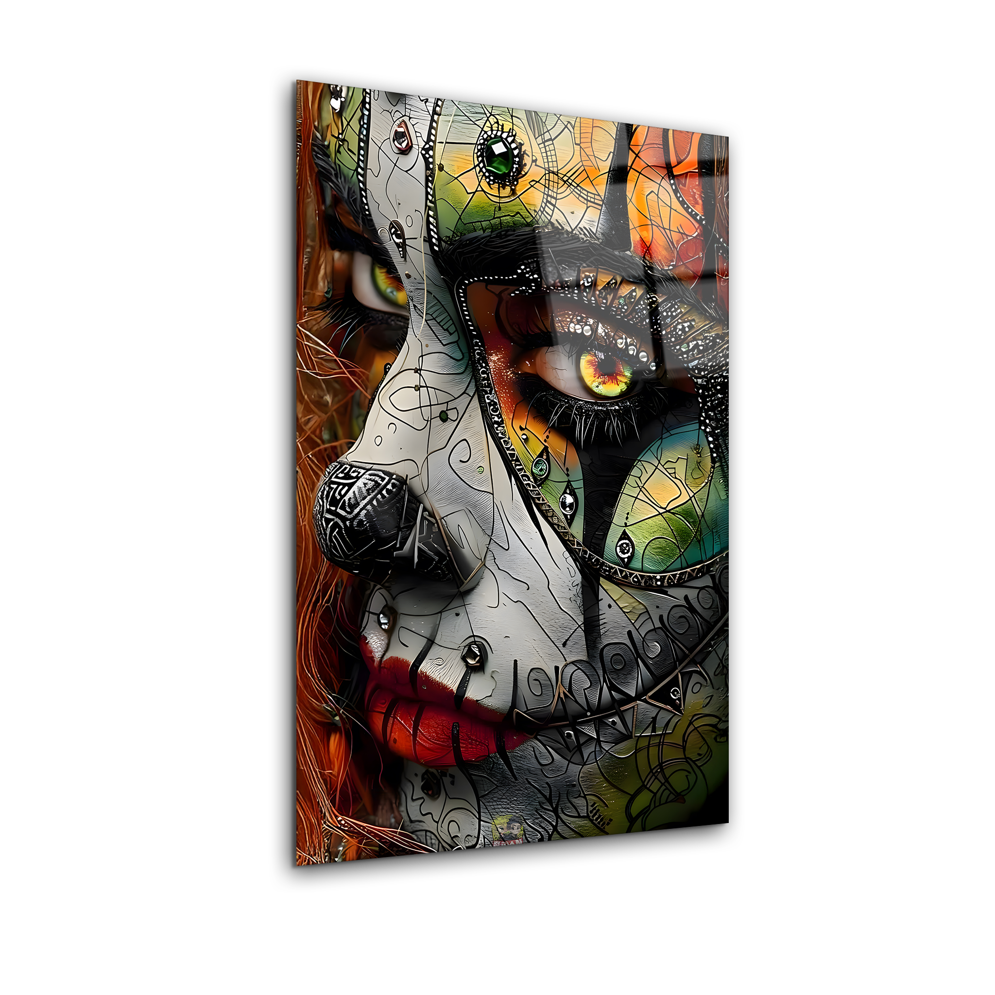 Abstract Female Face Paint Art | Premium HD Metal Wall Art