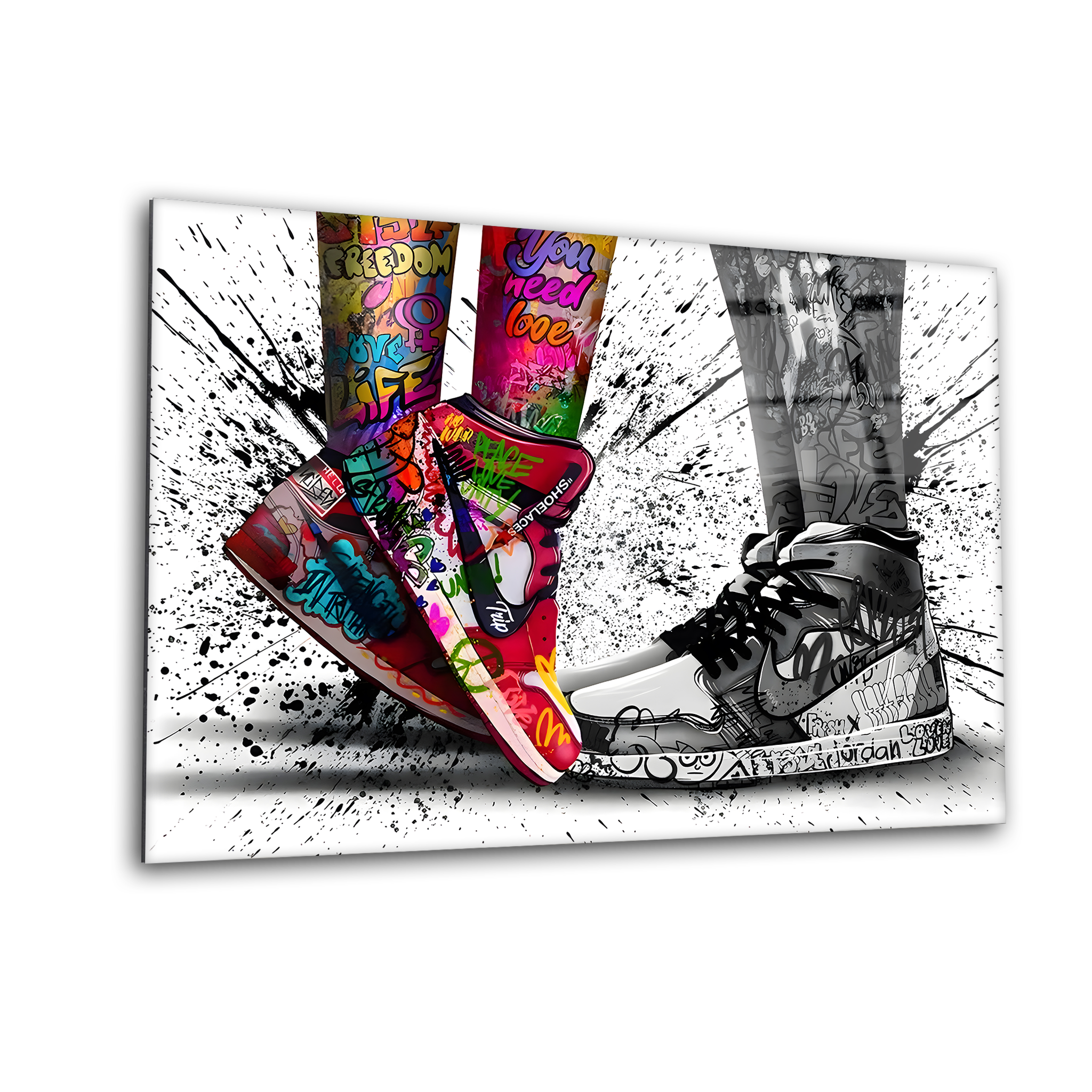 Shoes Graffiti Decor, Love in Jordan Shoes | Premium HD Metal Wall Art - DezignArt