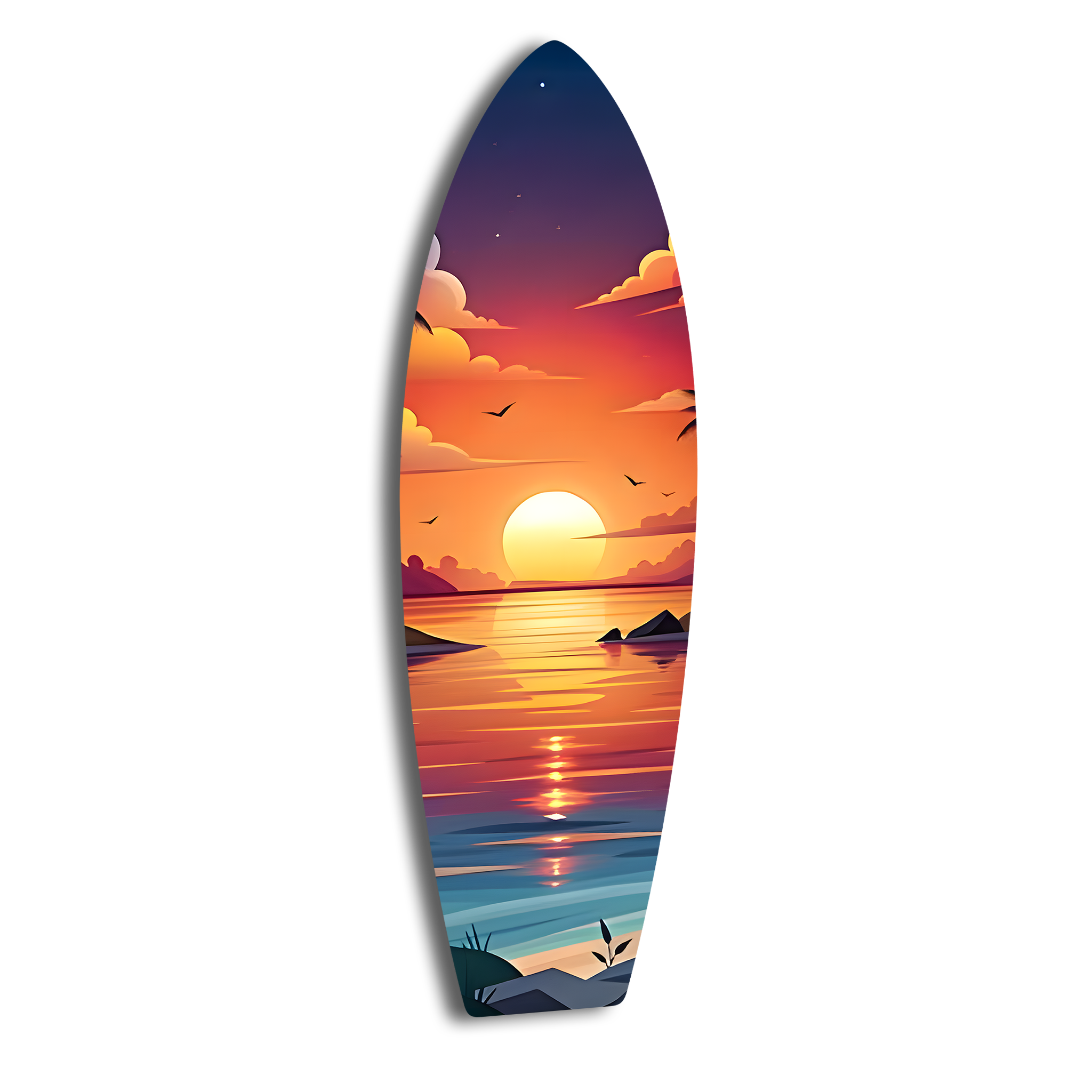 Surf Sunset Beach Surfboard | Premium HD Metal Wall Art