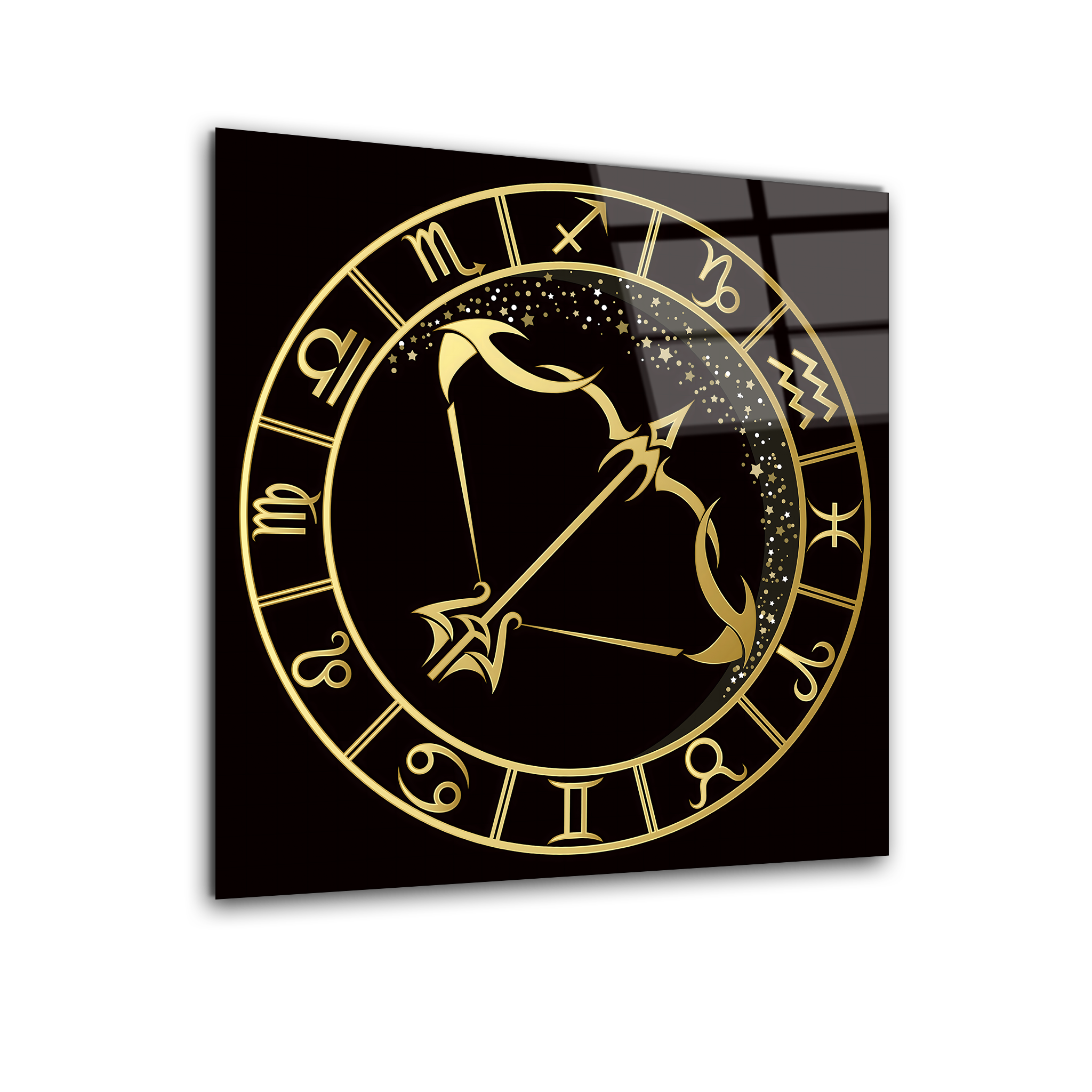 Sagittarius Black & Gold | Premium HD Metal Wall Art