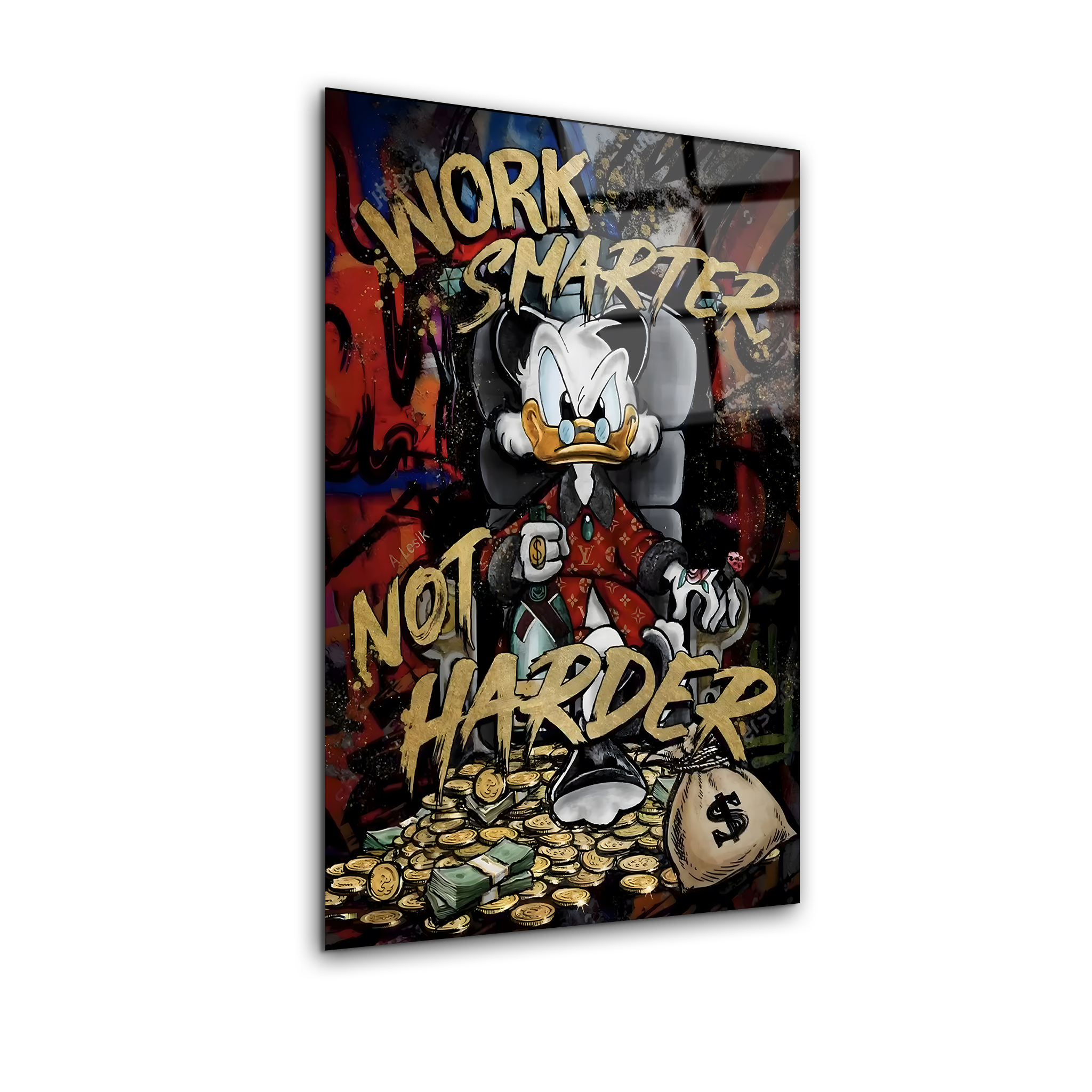 Donald Duck: Work Smarter Not Harder | Premium HD Metal Wall Art