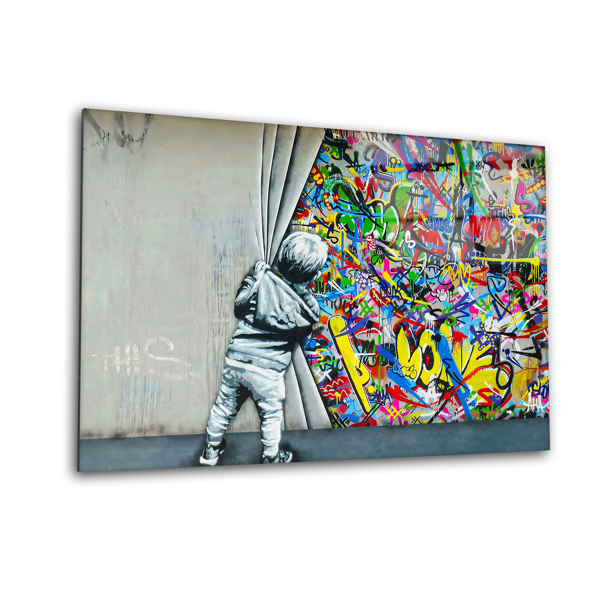 Banksy "Pull Back the Curtain" | Premium HD Metal Wall Art - DezignArt