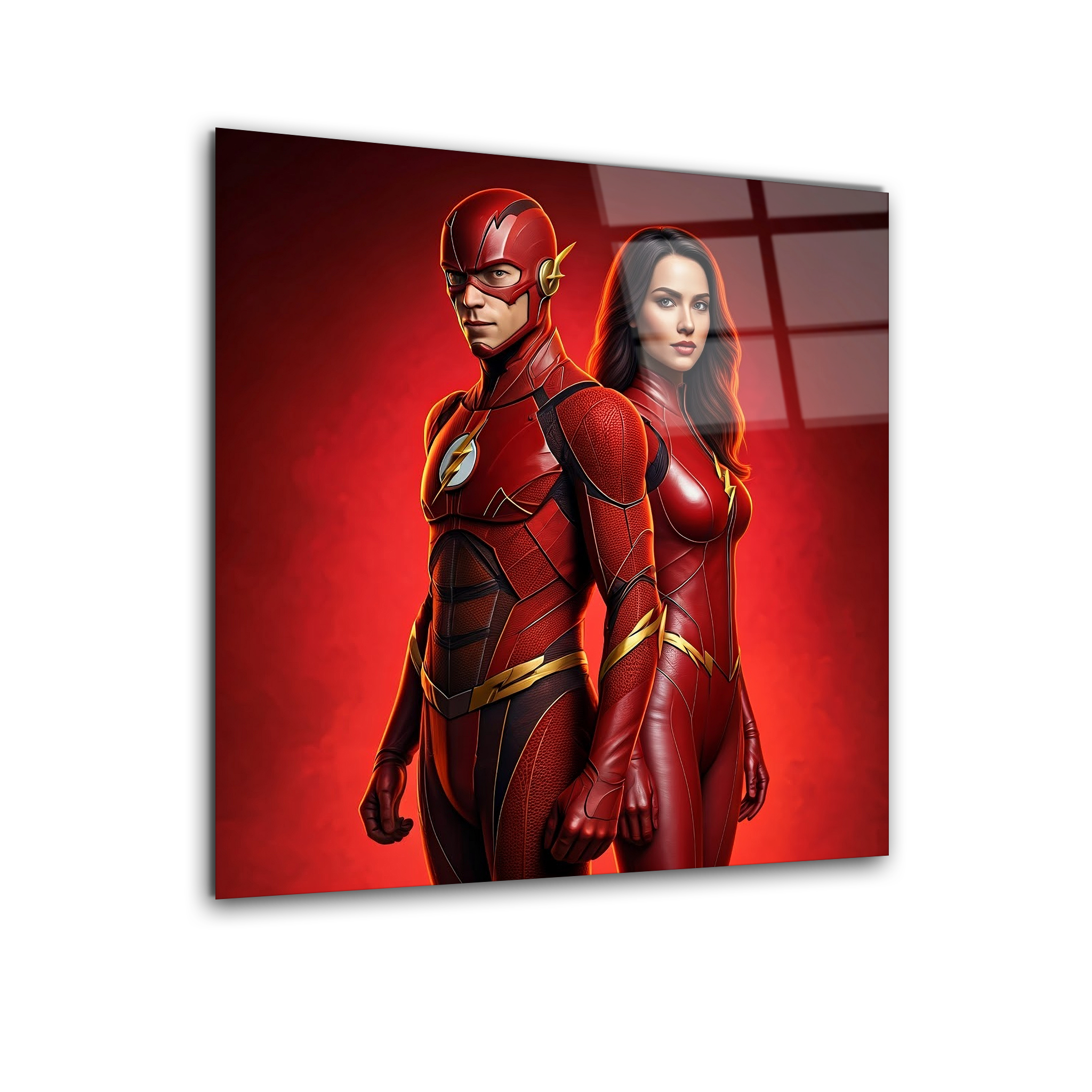 Two Superheroes in Action | Premium HD Metal Wall Art