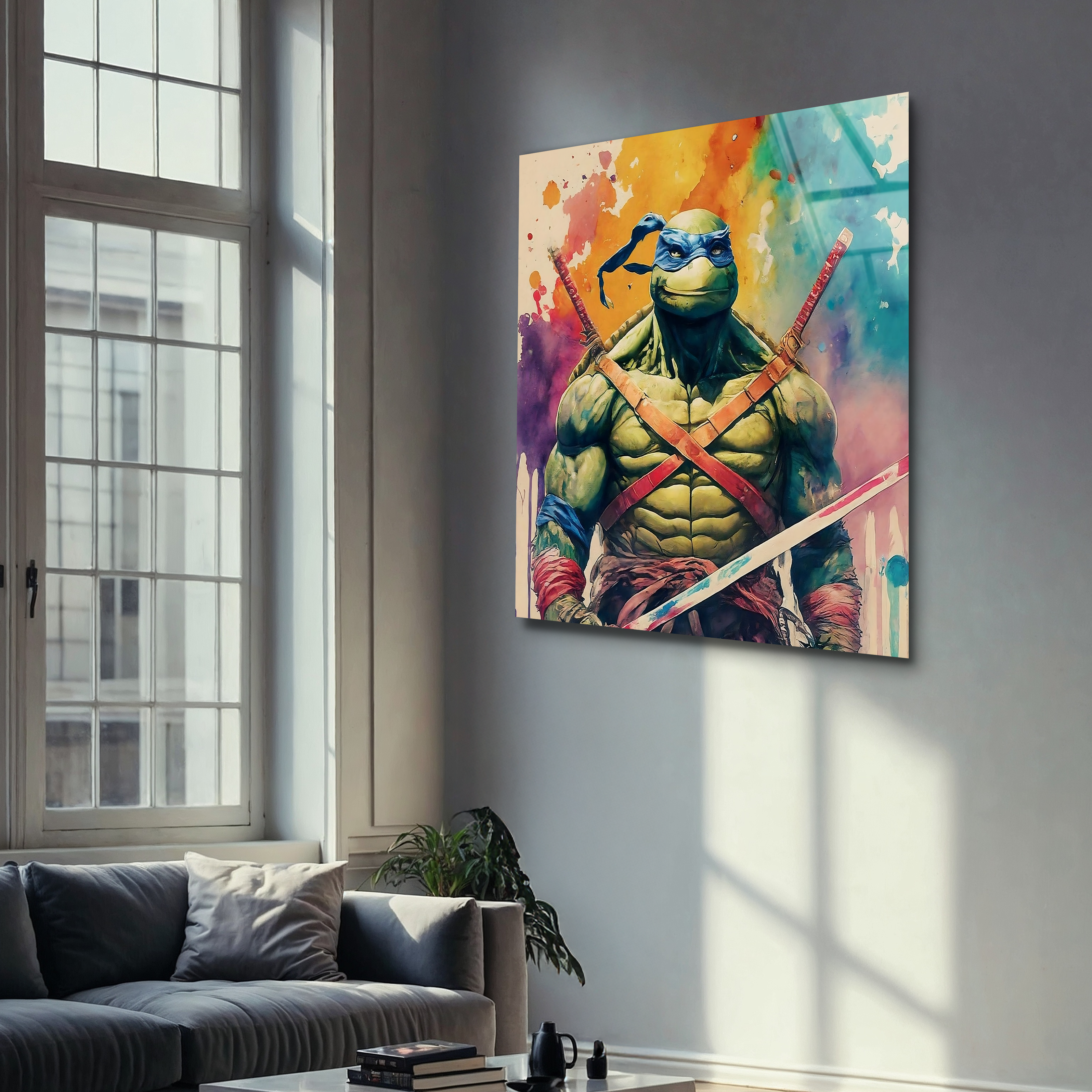Pop Art Watercolor Ninja Turtles | Premium HD Metal Wall Art