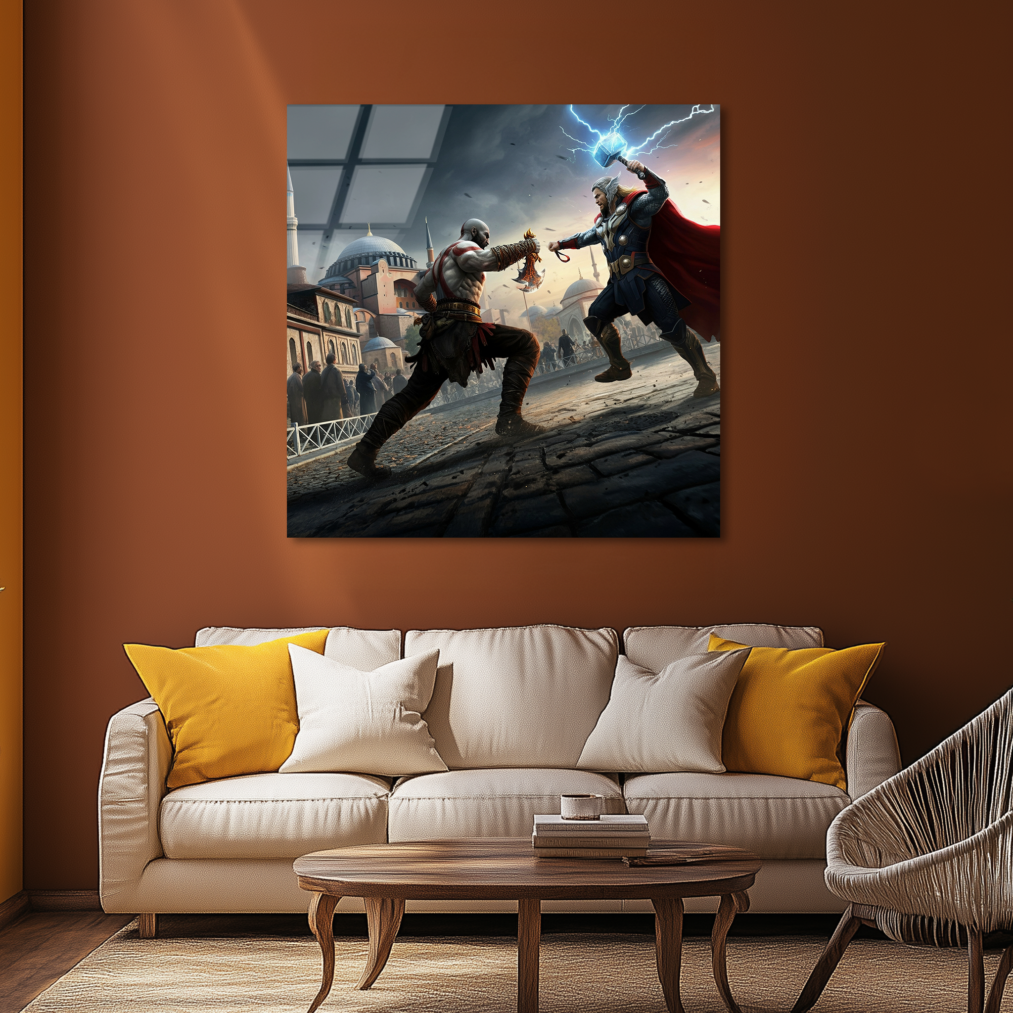 Kratos vs Thor in Istanbul | Premium HD Metal Wall Art