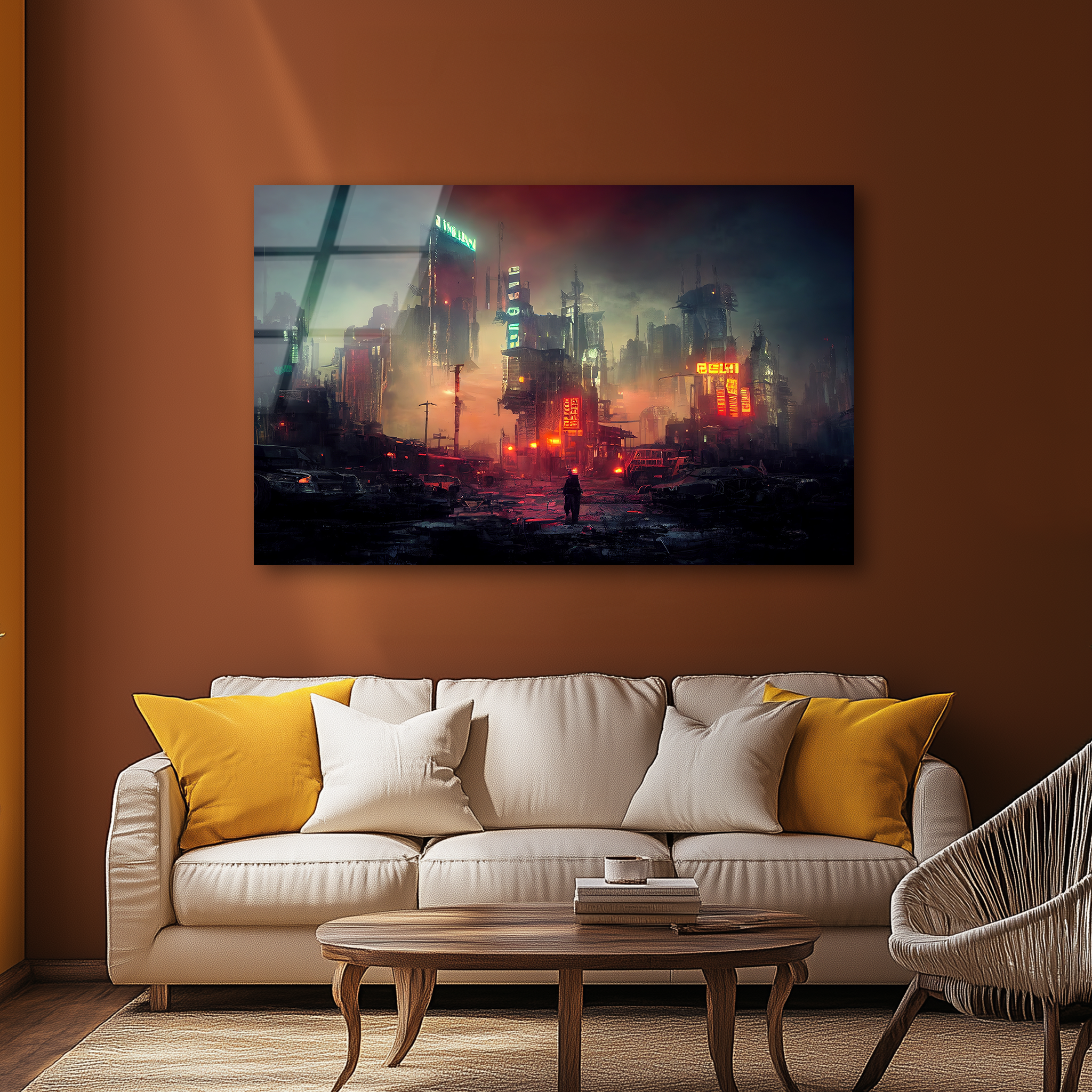 Cyberpunk Cityscape | Premium HD Metal Wall Art