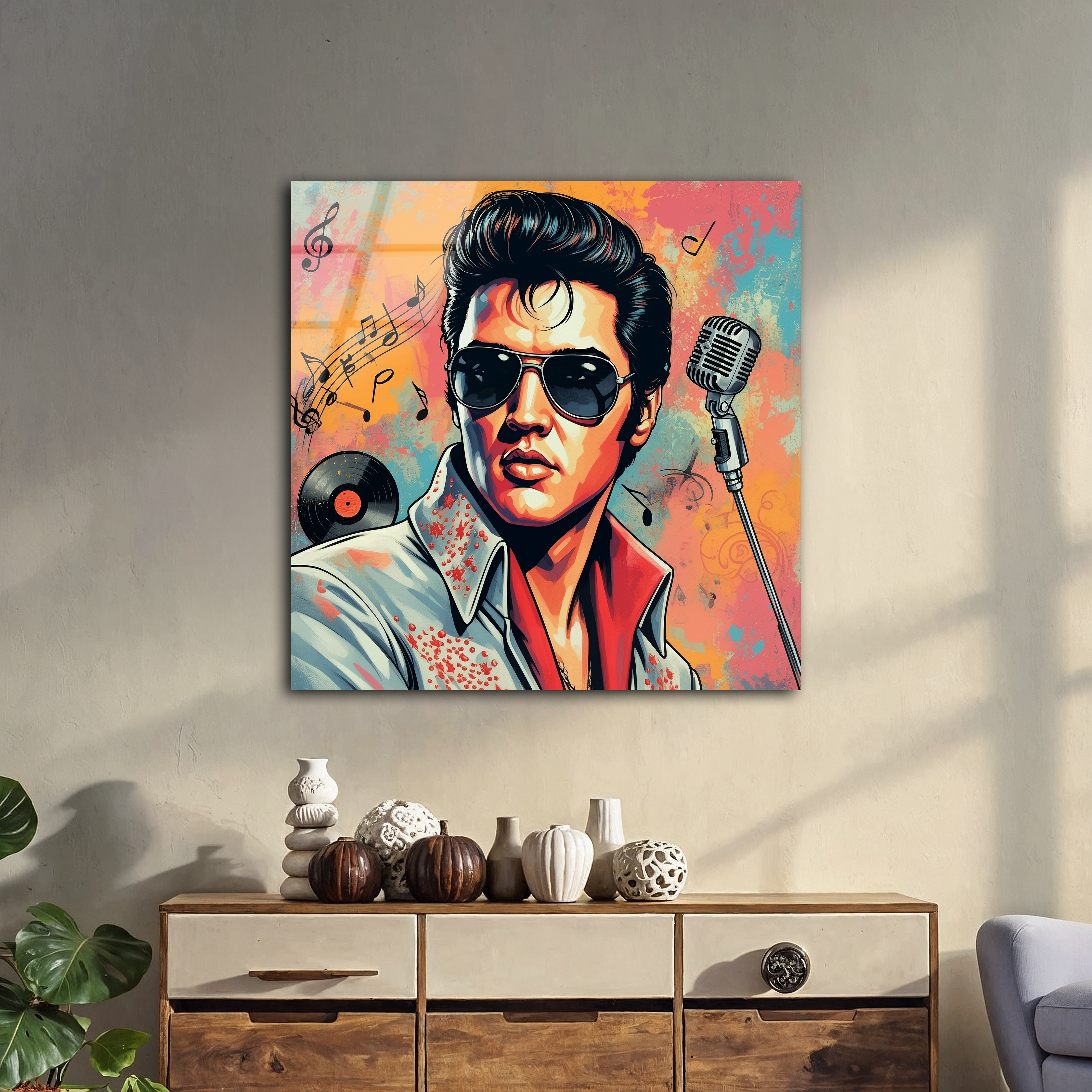 Elvis Presley Pop Art Graffiti Style | Premium HD Metal Wall Art