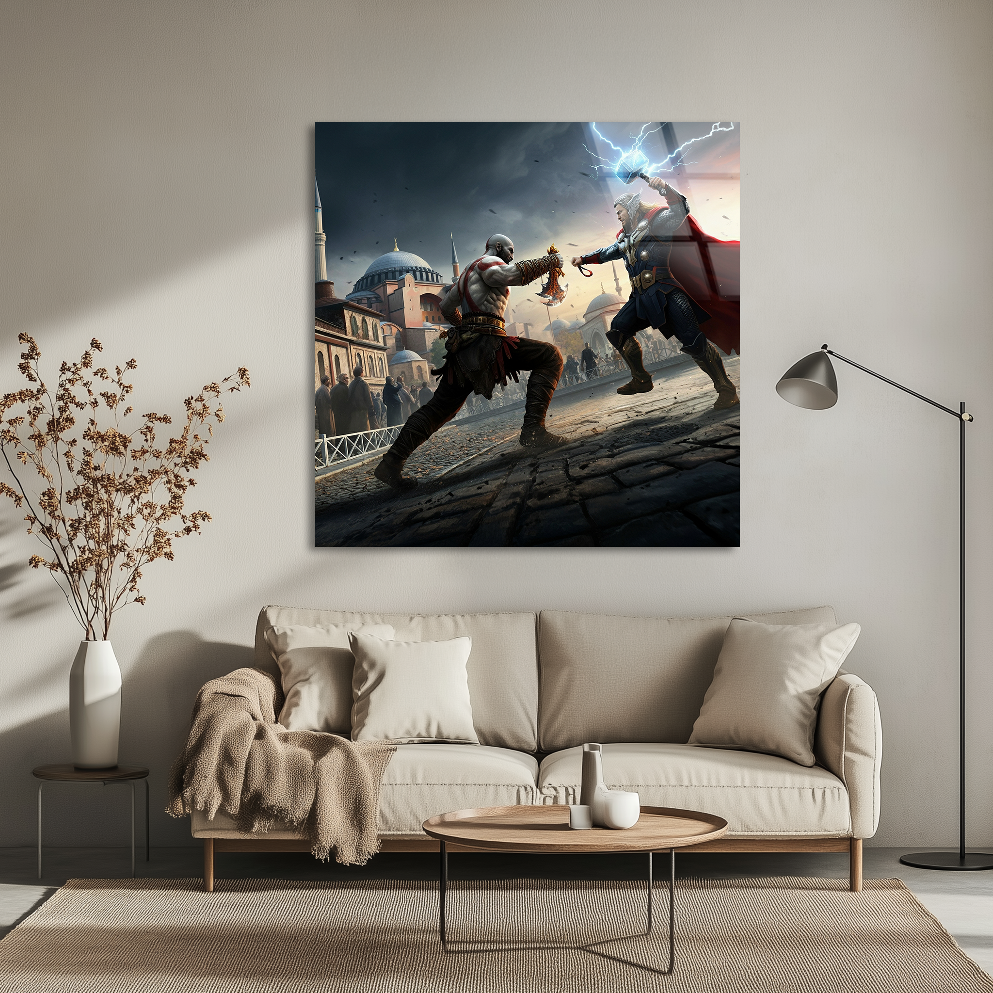 Kratos vs Thor in Istanbul | Premium HD Metal Wall Art