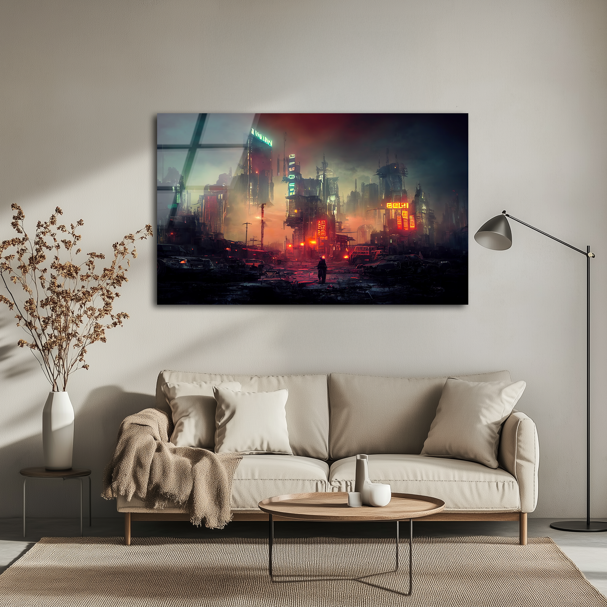 Cyberpunk Cityscape | Premium HD Metal Wall Art