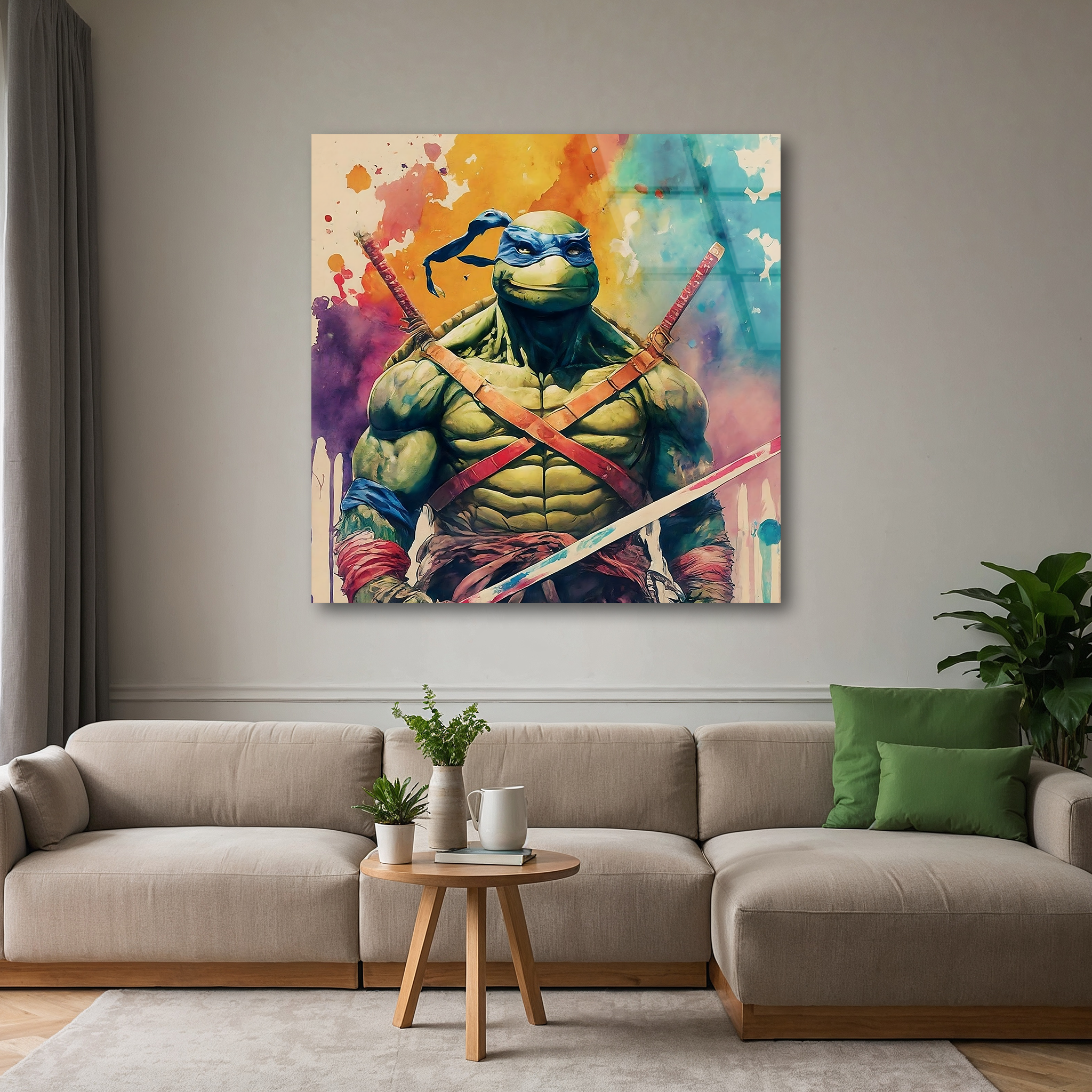 Pop Art Watercolor Ninja Turtles | Premium HD Metal Wall Art