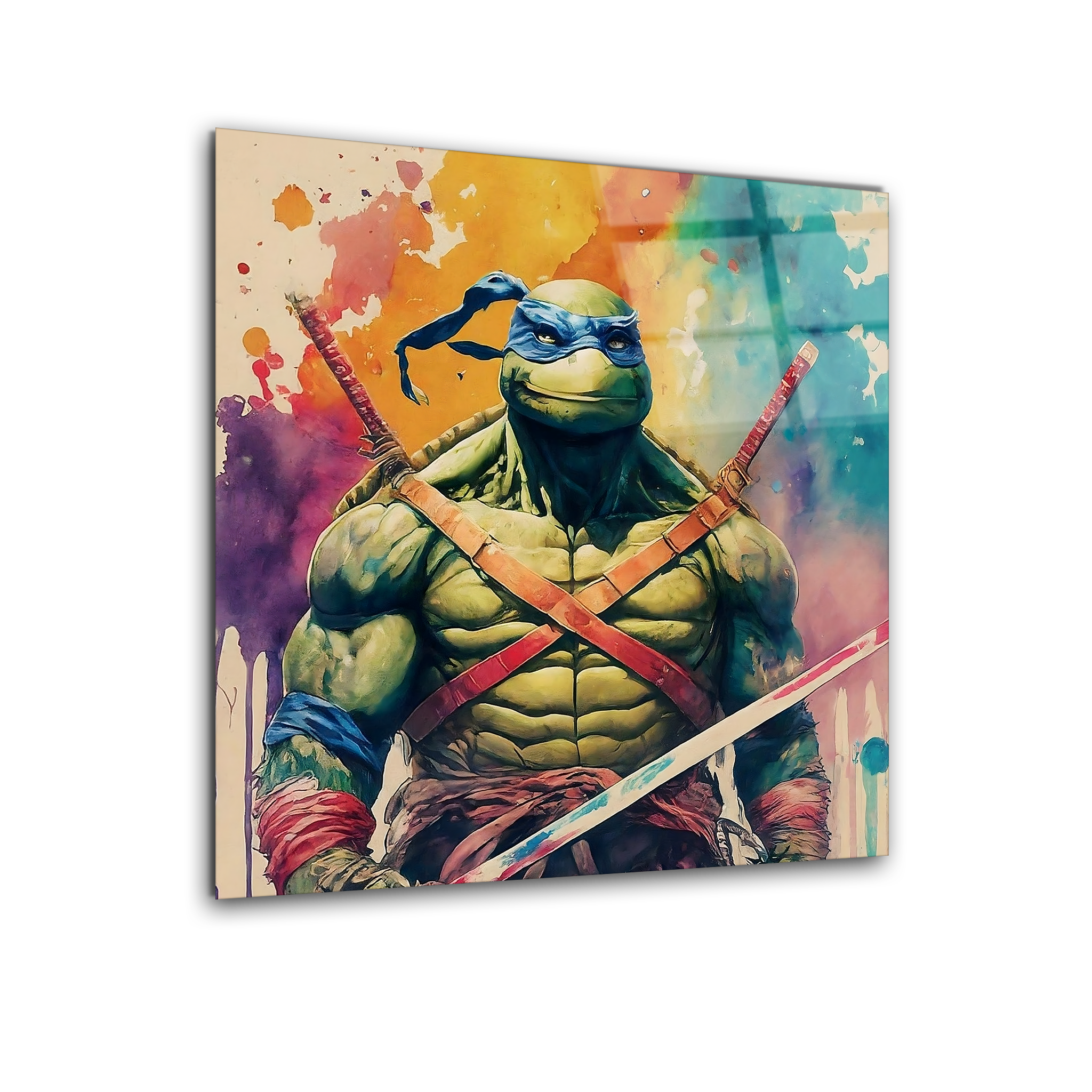 Pop Art Watercolor Ninja Turtles | Premium HD Metal Wall Art