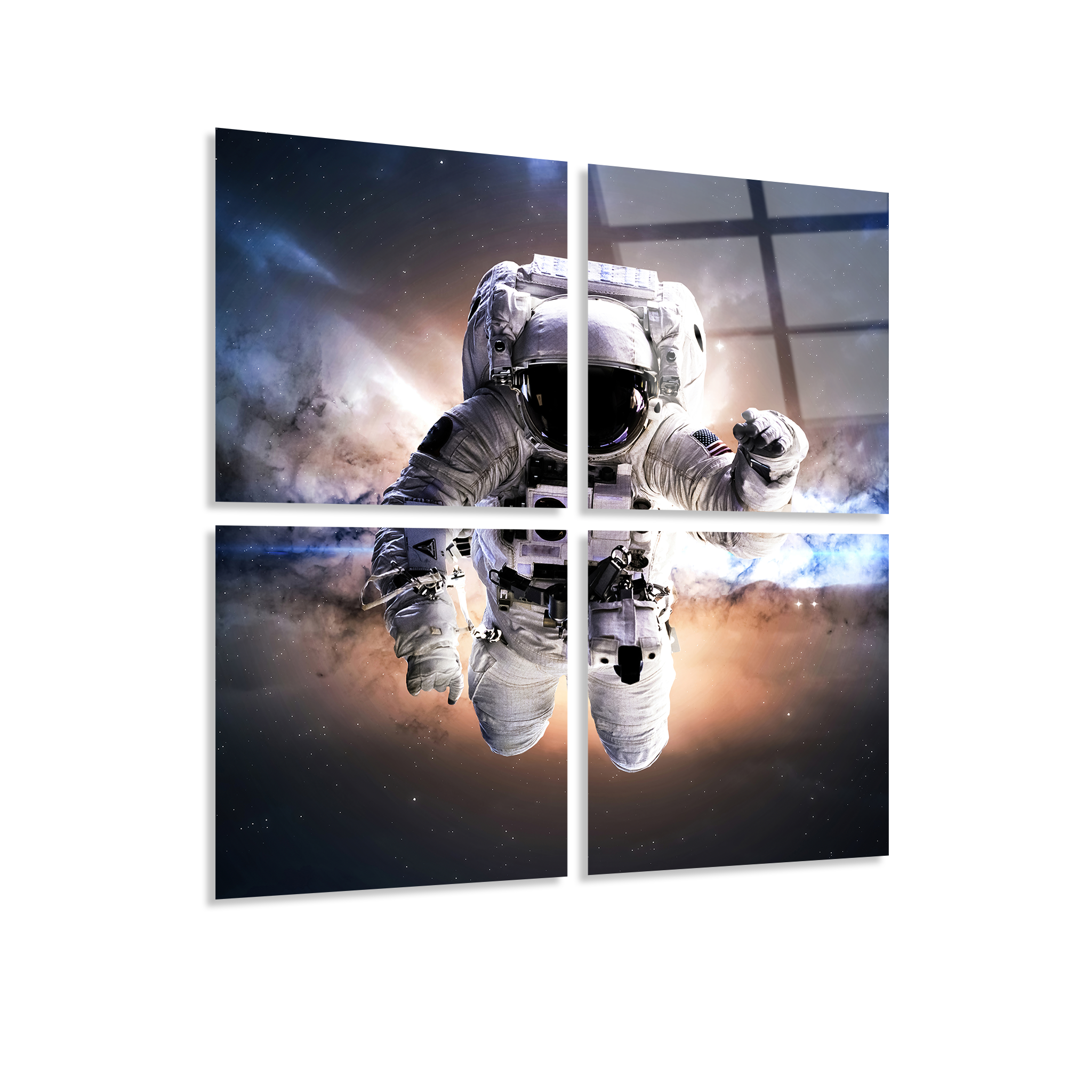 Mega Size Astronaut in Space Quatro | Premium HD Metal Wall Art