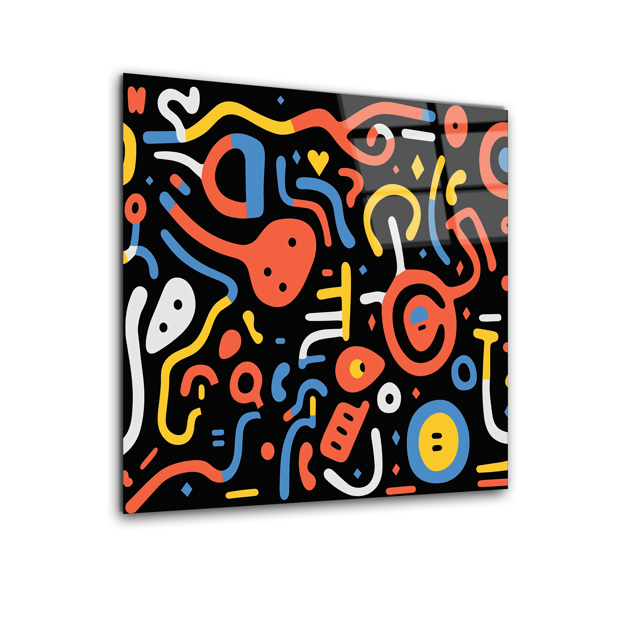 Colorful Geometric Expression Inspired by Keith Haring | Premium HD Metal Wall Art